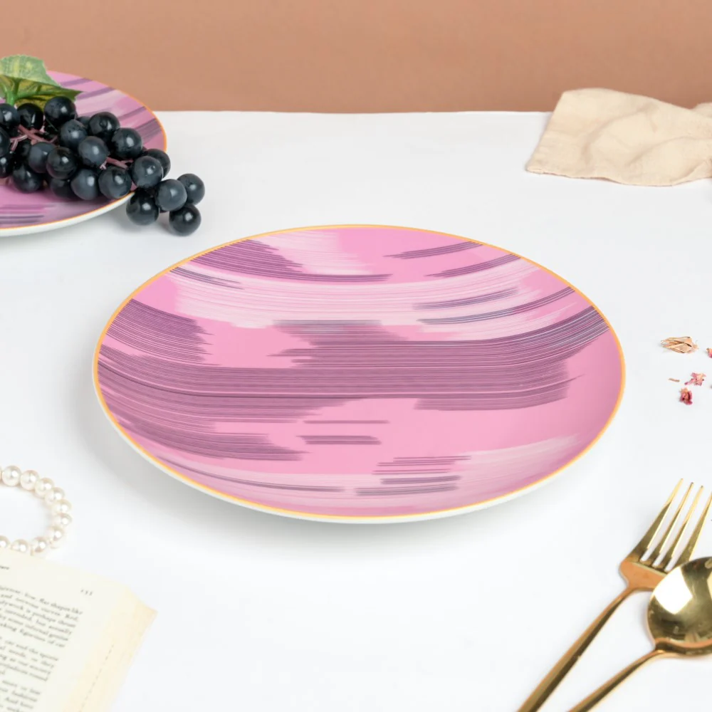 Jazz Decal Ceramic Dinner Plate Pink 10.5 Inch - Image 4