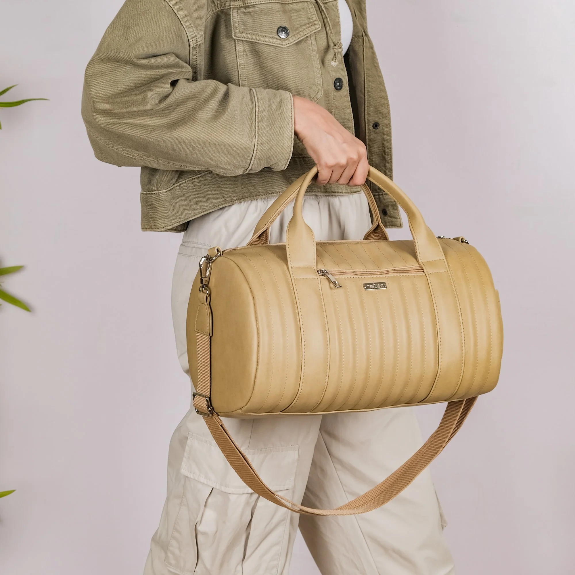 Jet-Setter Duffle Bag Beige Small 14x7 Inch - Image 7
