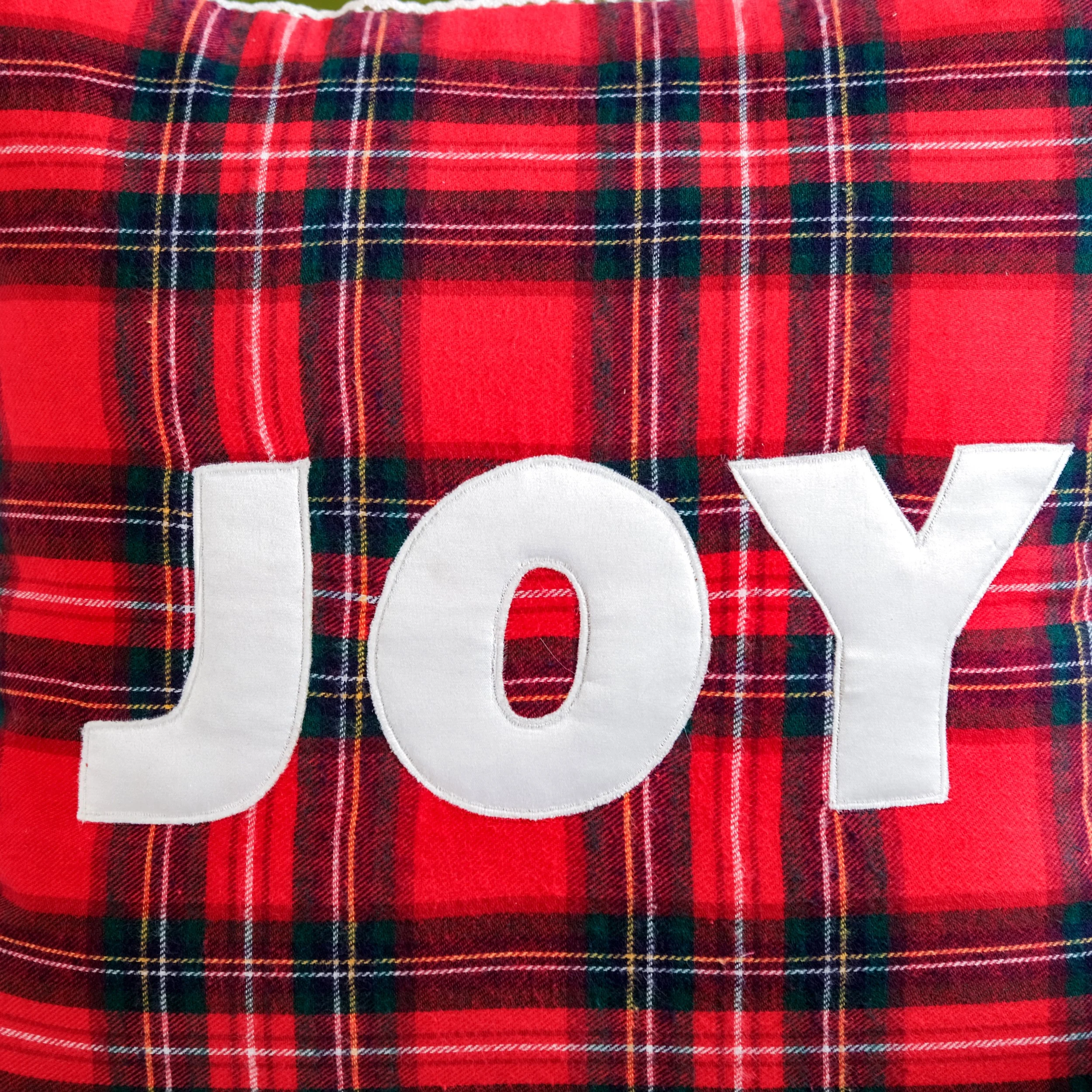 Joy Christmas Plaid Cushion Cover 40x40cm - Image 3