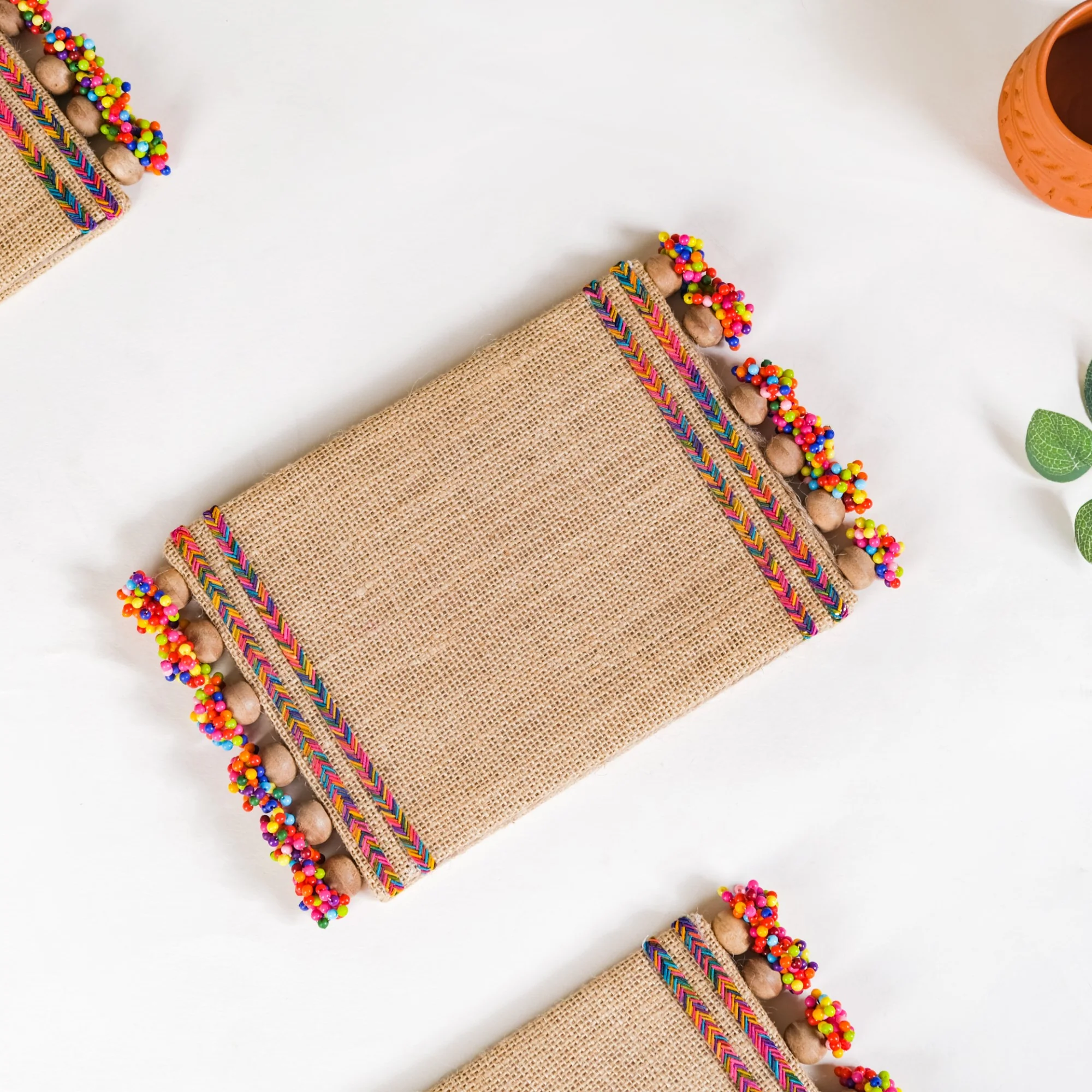 Jute Trivet Mat With Wooden Beads Set of 2 - Image 6