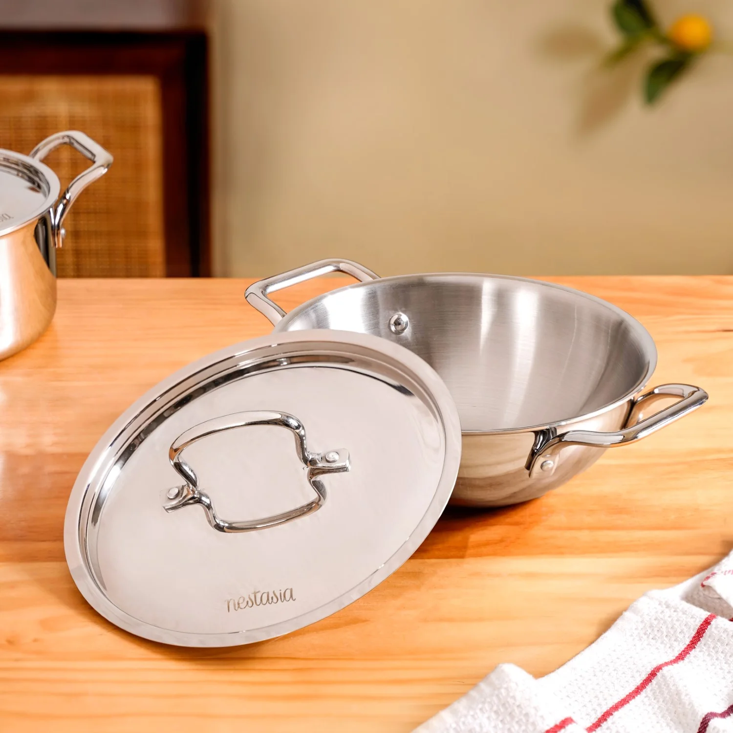 Kadai With Lid Tri Ply Stainless Steel 2250ml - Image 6