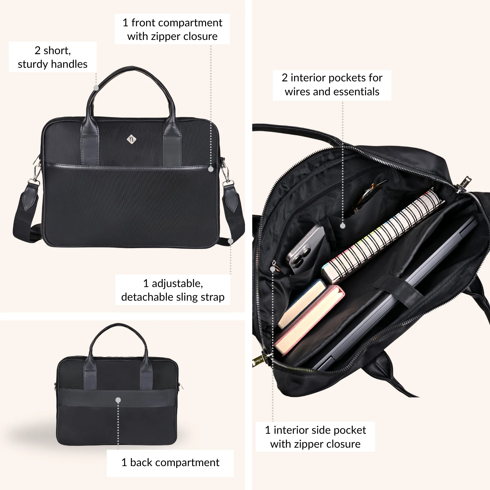 Kaizen Laptop Bag Black 14 Inch - Image 6