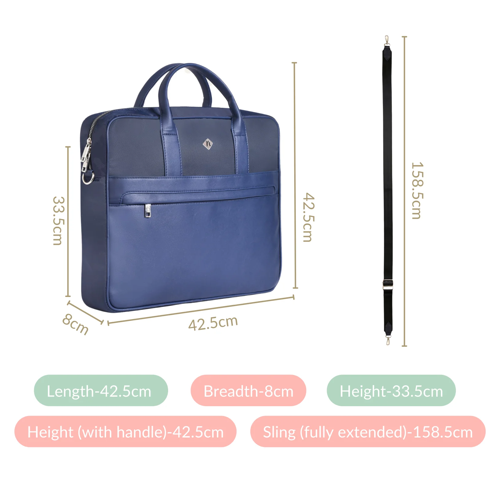 Kaizen Laptop Bag Navy 15 Inch - Image 4