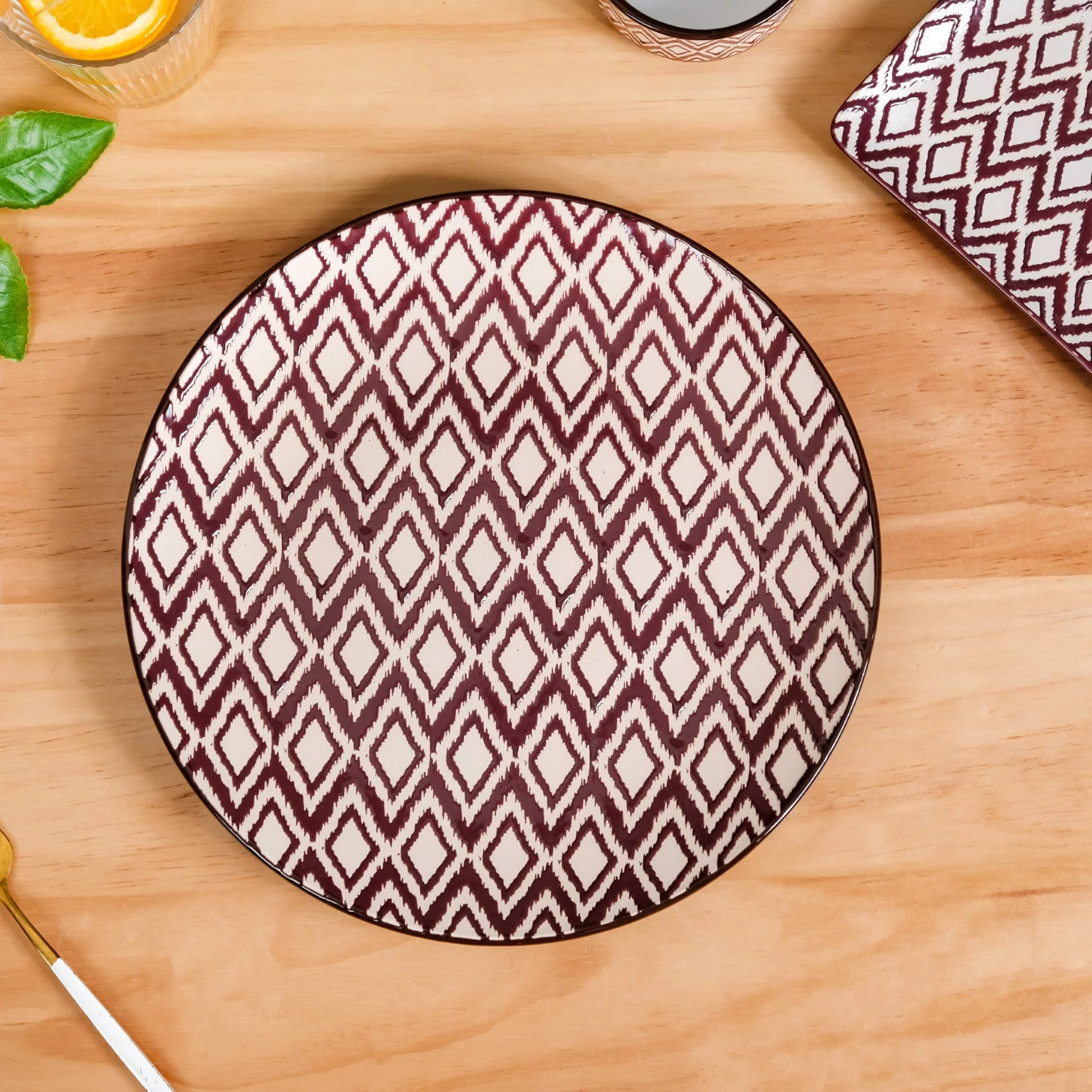 Kaleido Ceramic Dinner Plate Set Of 4 Brown 11 Inch - Image 6