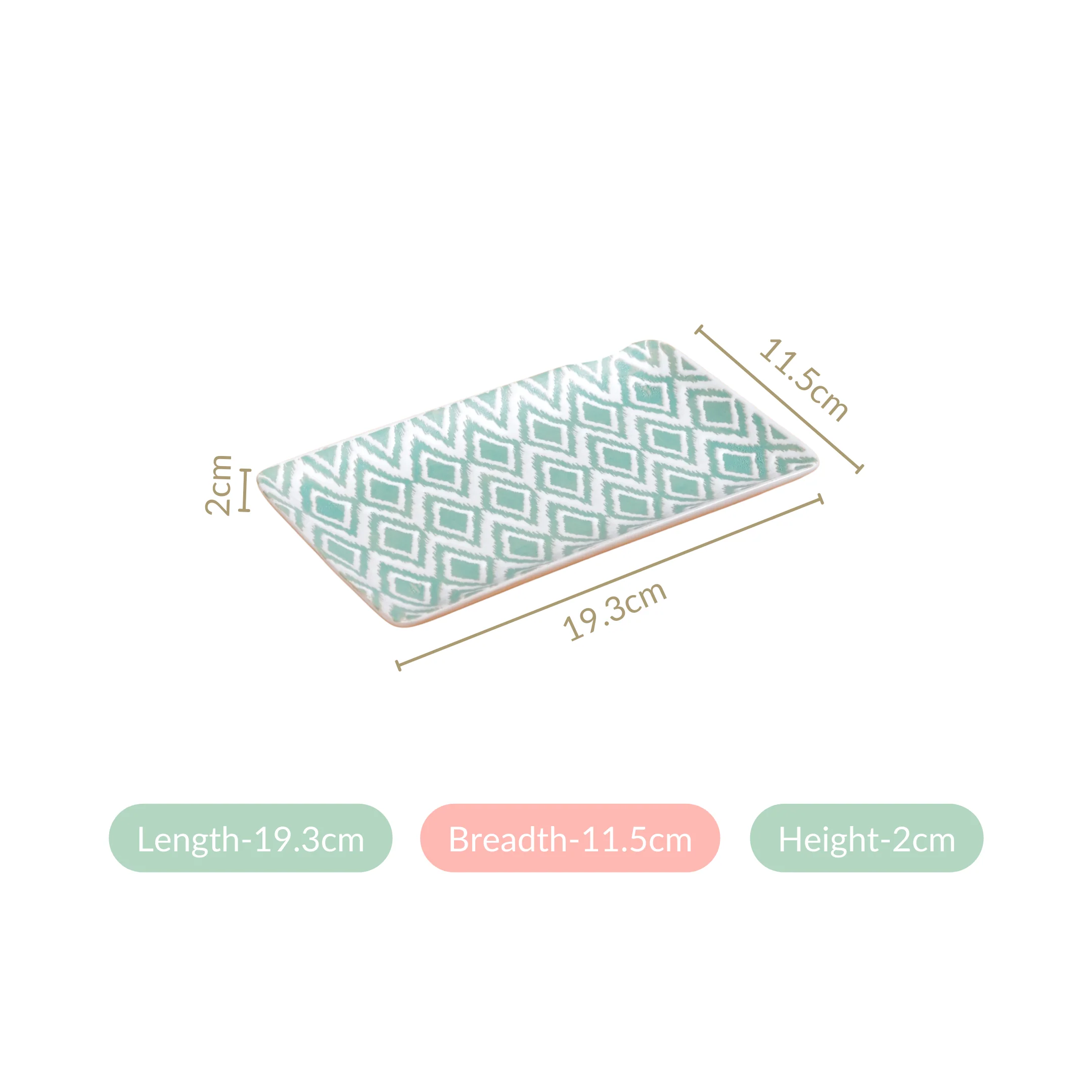 Kaleido Ceramic Platter Set Of 4 Green 7 Inch - Image 4
