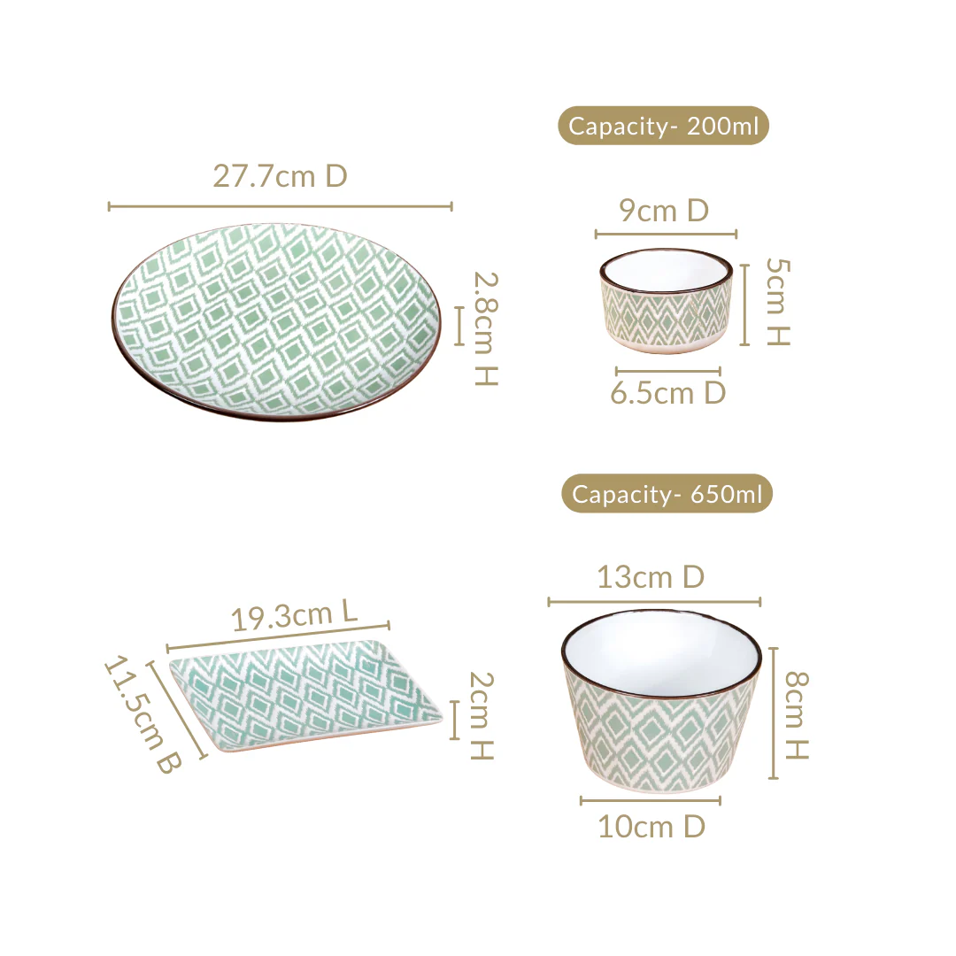 Kaleido Mint Green 16 Piece Dinner Set For 4 - Image 4