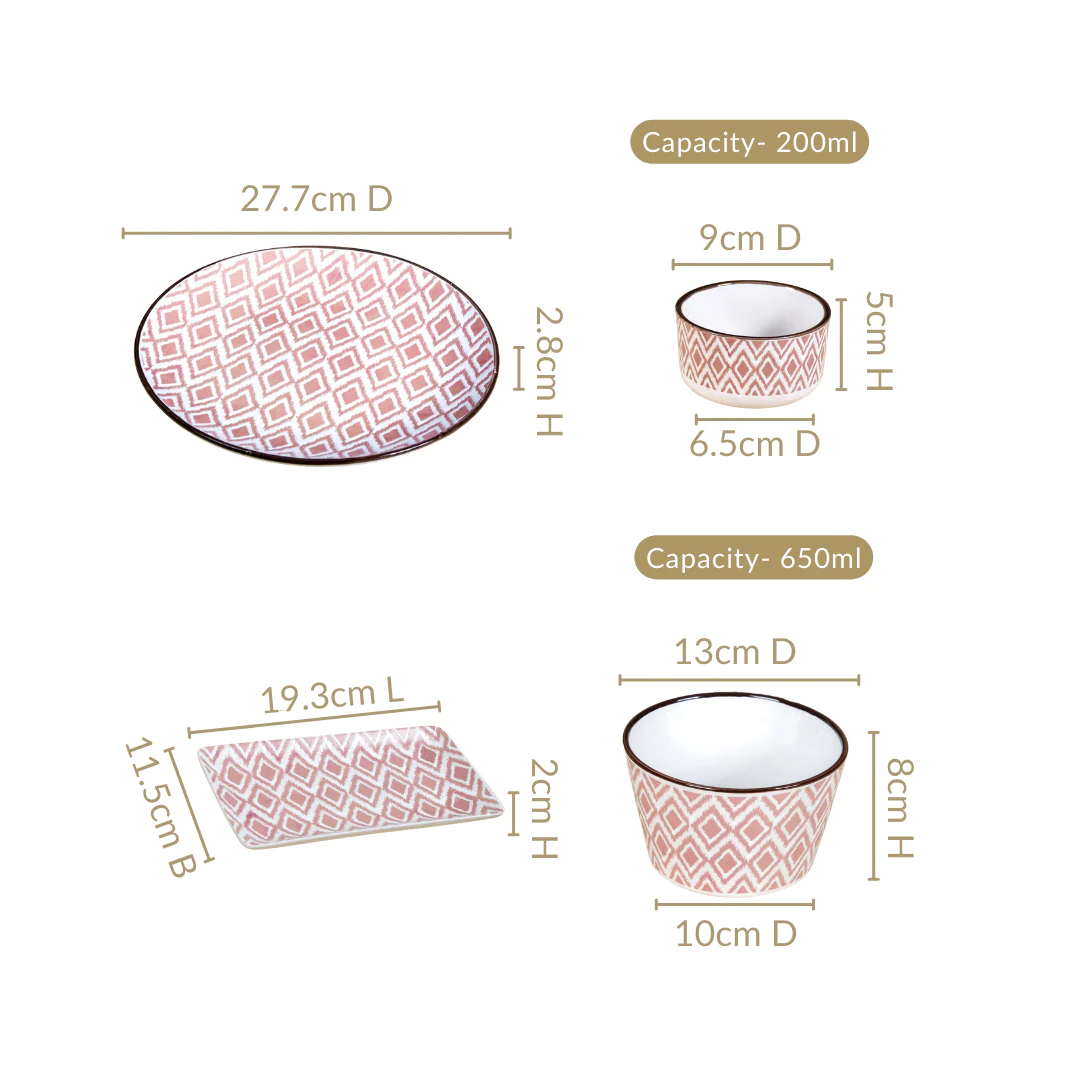 Kaleido Pink 16 Piece Ceramic Dinner Set For 4 - Image 4
