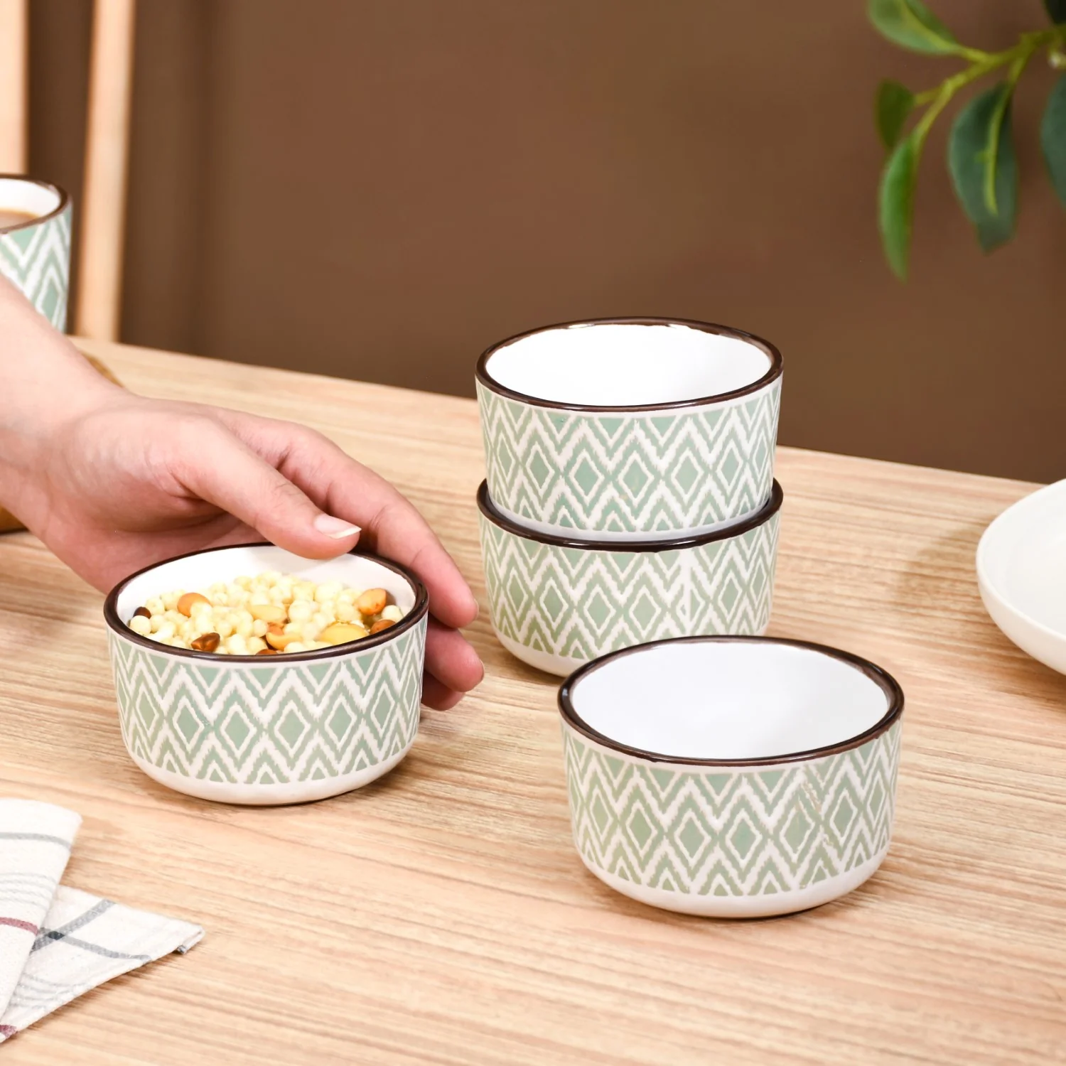 Kaleido Small Bowls For Snacks Set Of 4 Green 200ml - Image 3