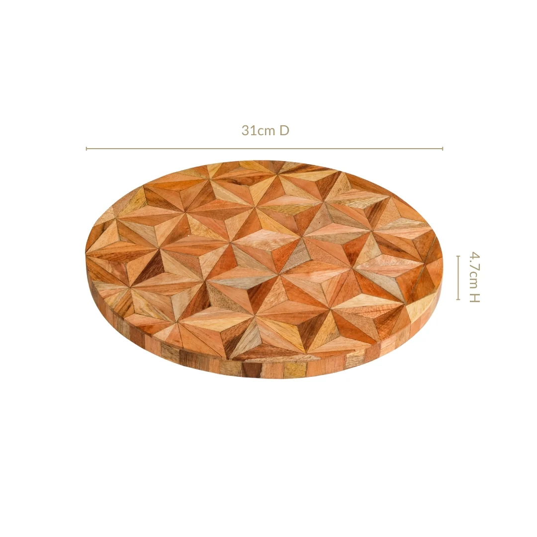 Kaleidoscopic Inlay Wooden Lazy Susan 31cm - Image 4