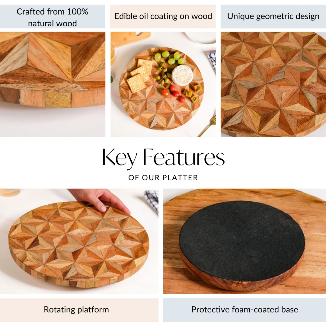 Kaleidoscopic Inlay Wooden Lazy Susan 31cm - Image 5