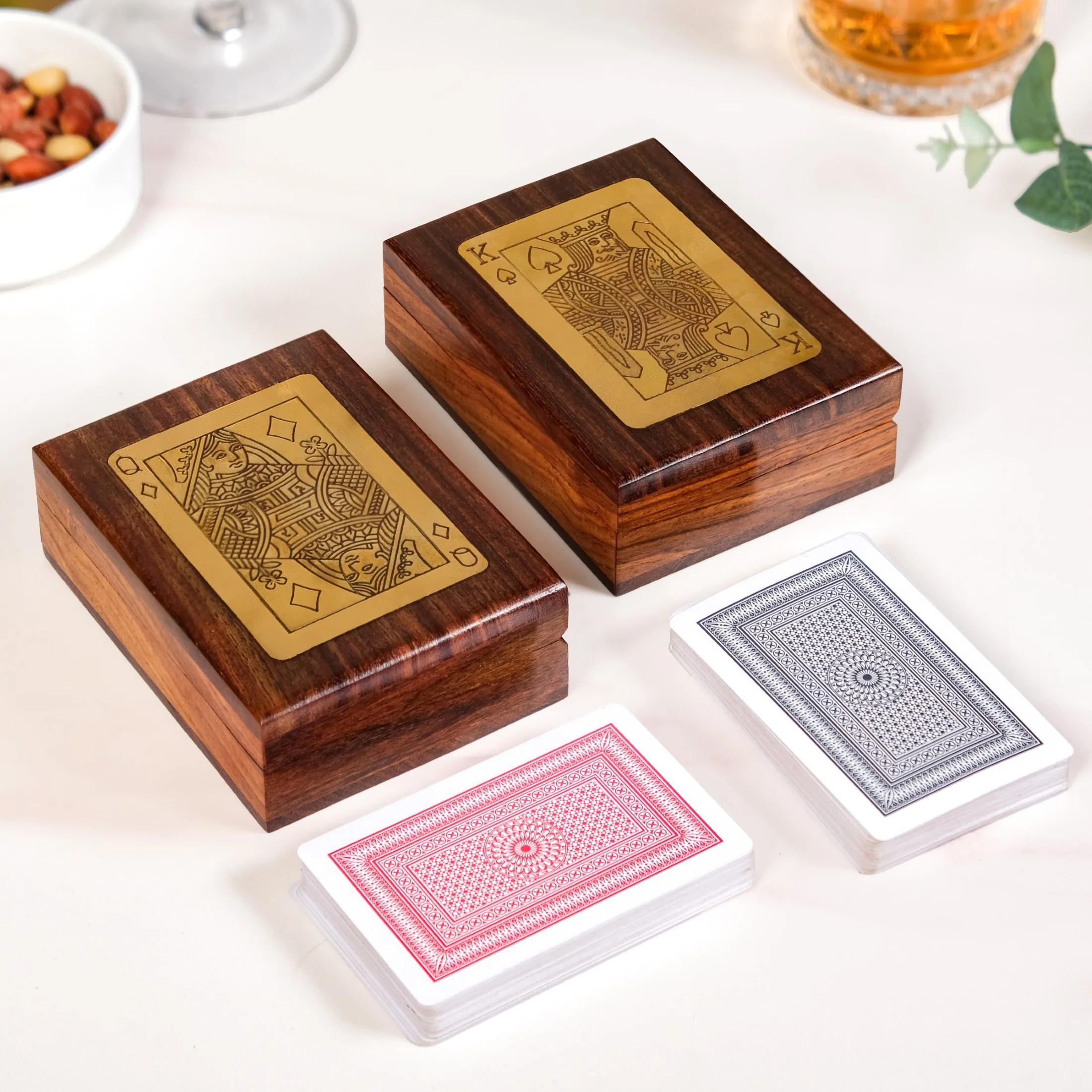 King And Queen Card Holder Set Of 2 With Playing Cards - Image 2