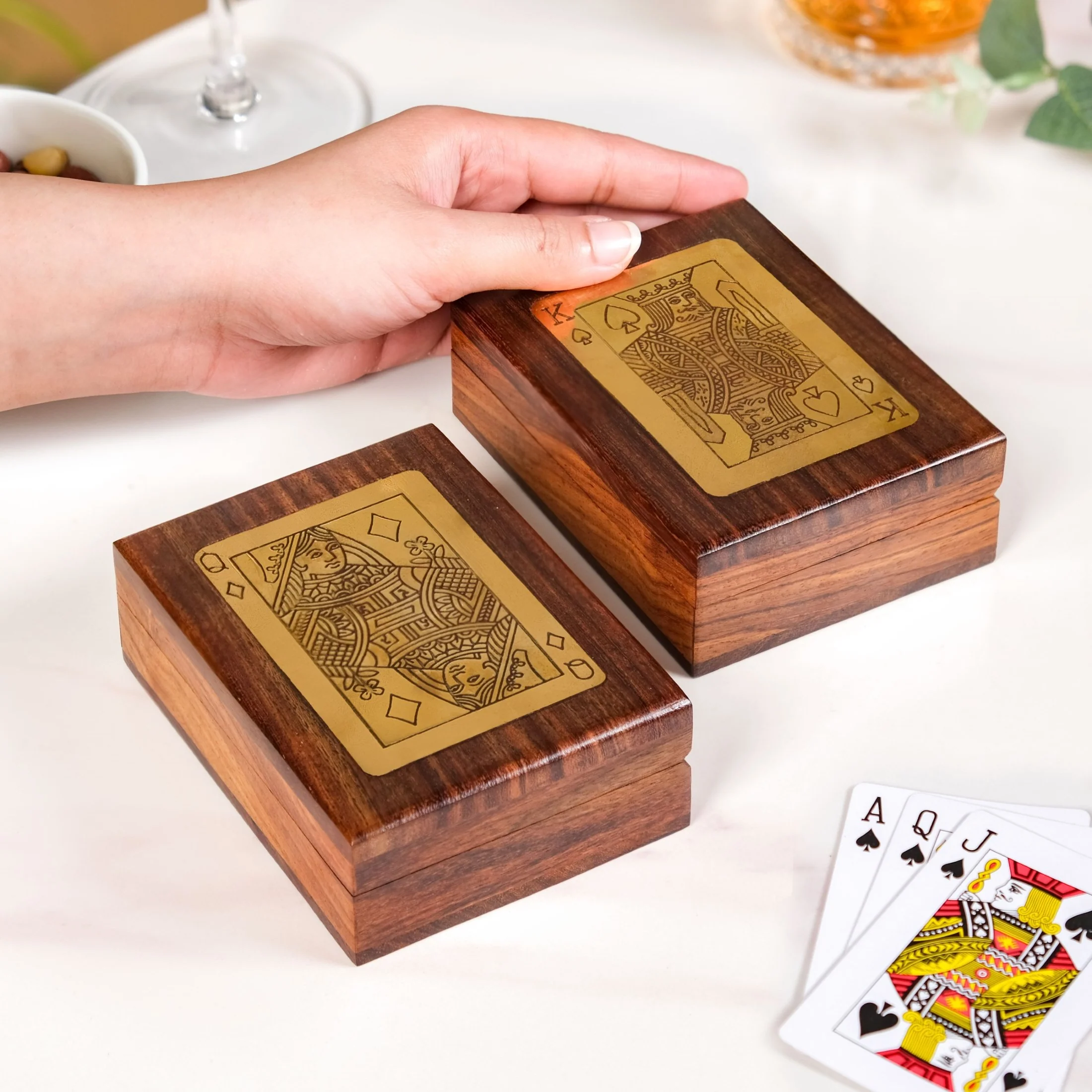 King And Queen Card Holder Set Of 2 With Playing Cards - Image 3