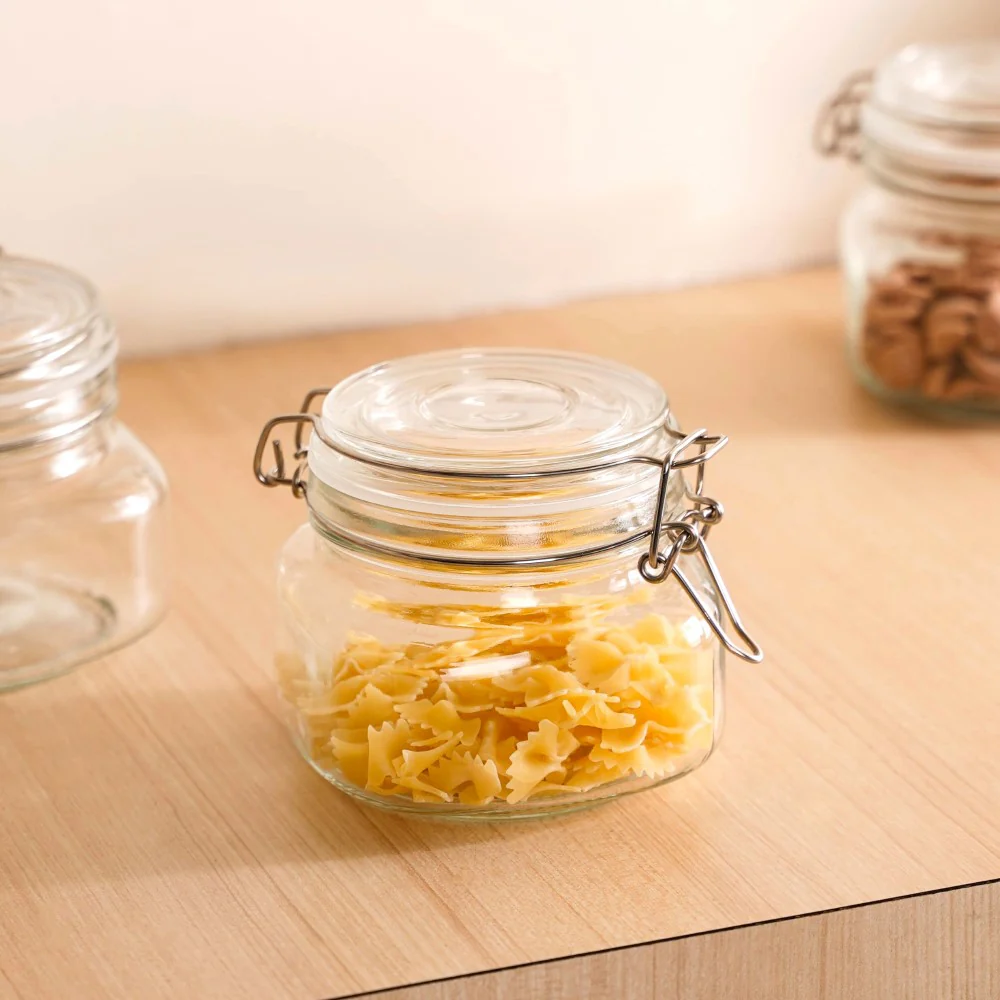 Set Of 4 Glass Storage Kitchen Jars With Clip Lids 500ml - Image 13