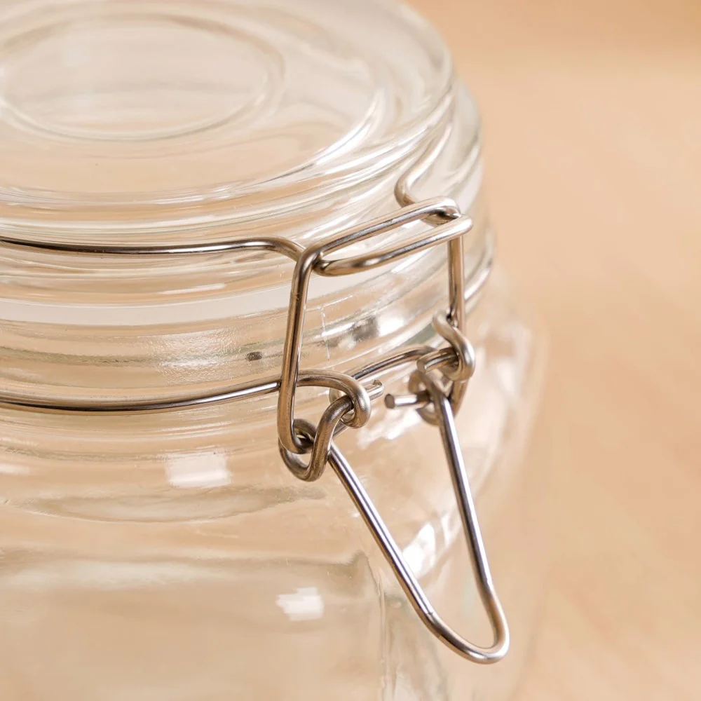 Set Of 4 Glass Storage Kitchen Jars With Clip Lids 500ml - Image 4