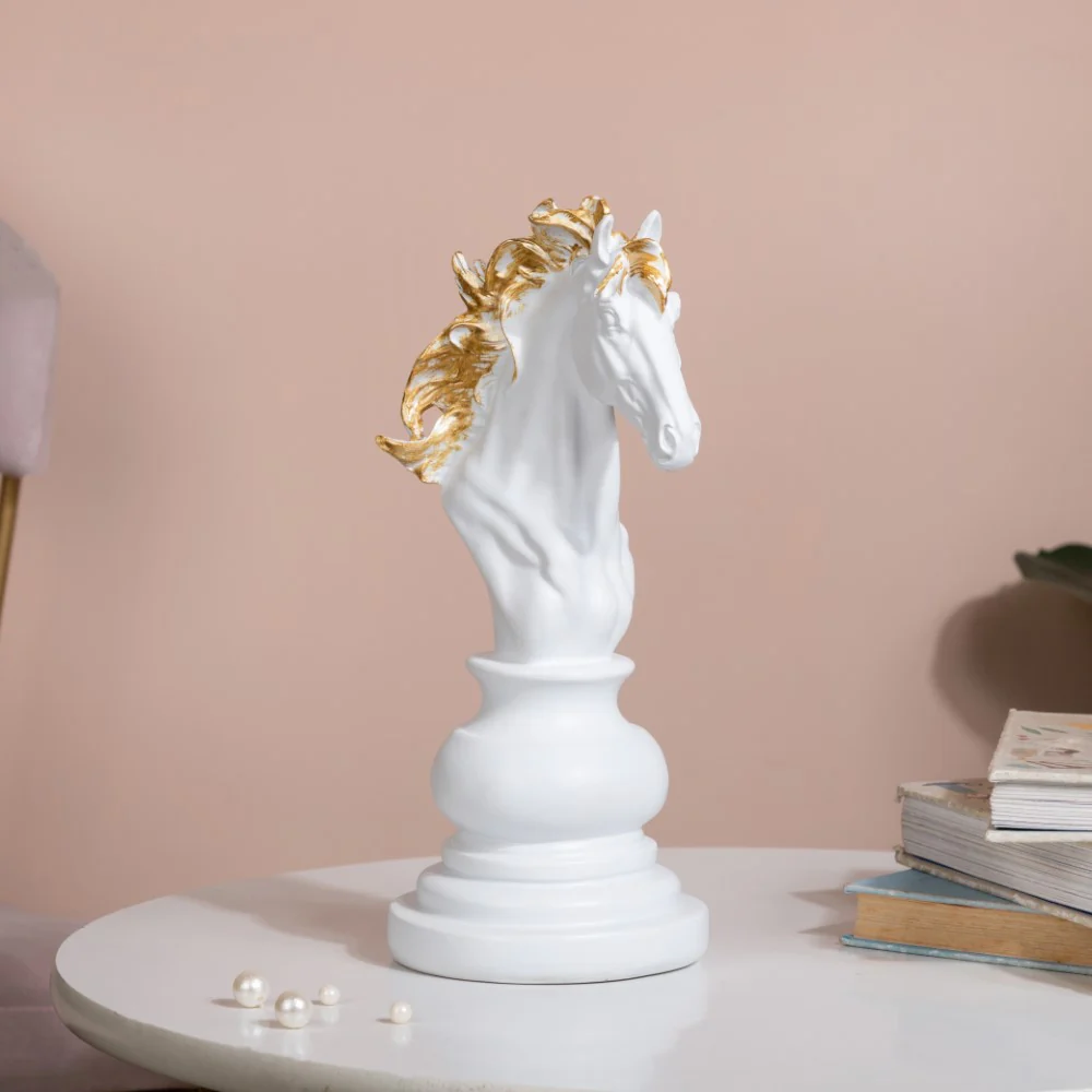 Knight Horse Chess Piece Decor White 10 Inch