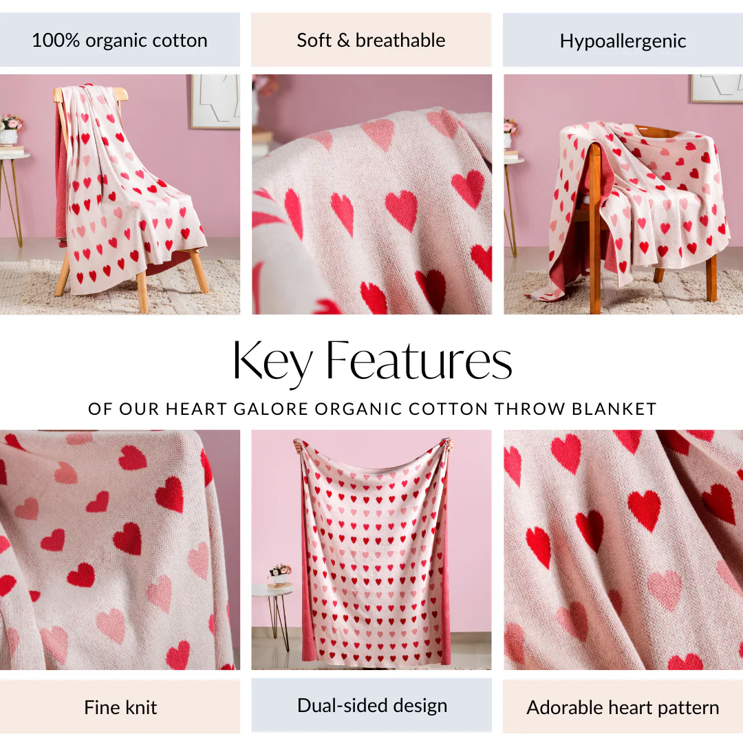 Knitted Throw Hearts - Image 5