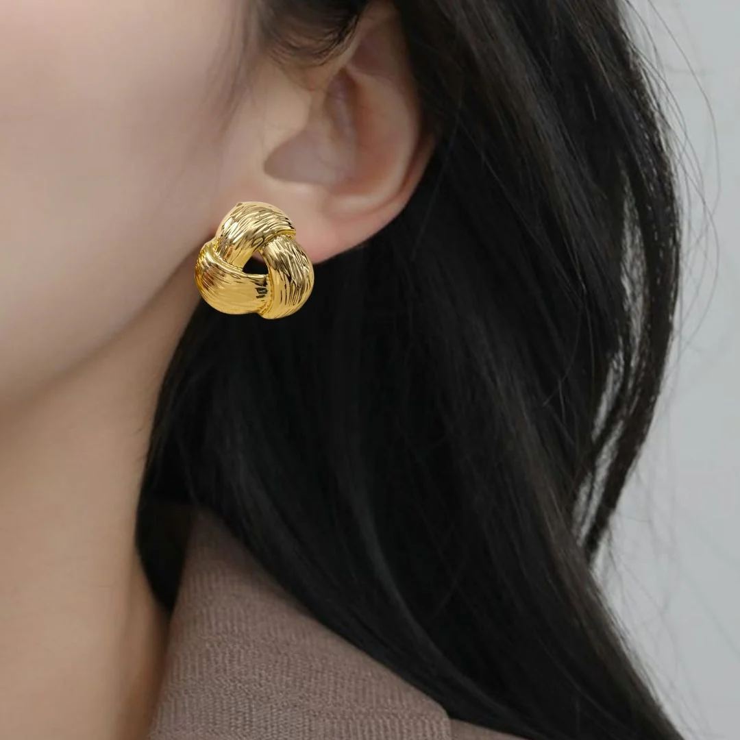 Knot Of Strength Stud Earrings Gold - Image 5
