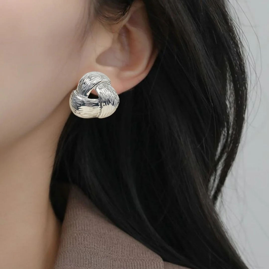 Knot Of Strength Stud Earrings Silver - Image 5