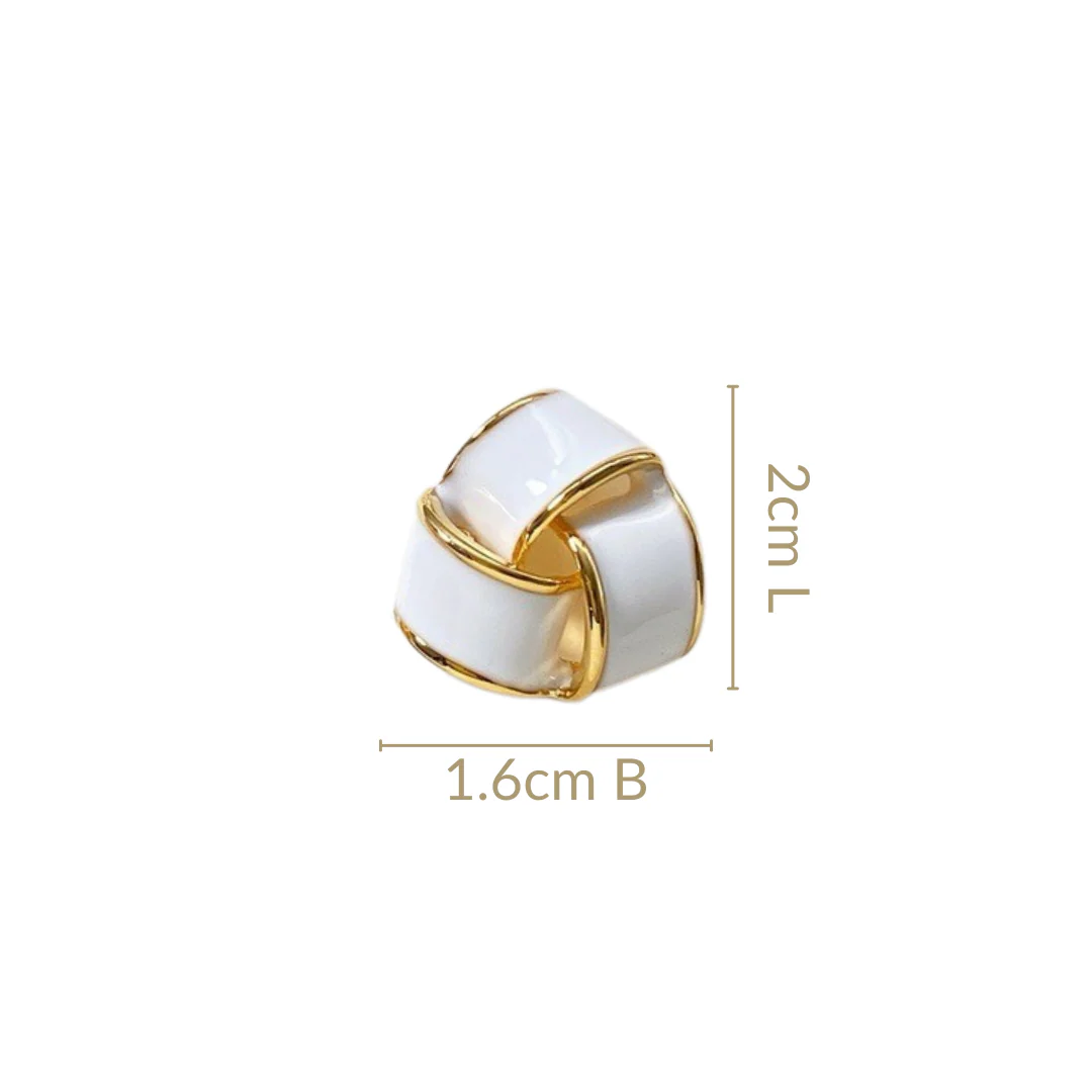 Knotted Style Stud Earrings White - Image 3