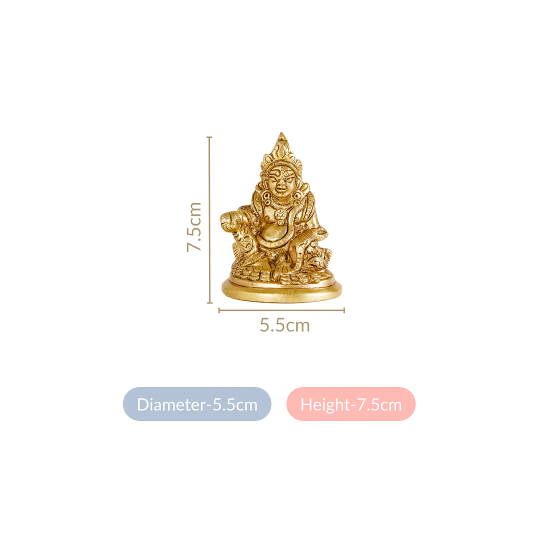 Kuber God Of Wealth Pure Brass Statue 7cm - Image 4