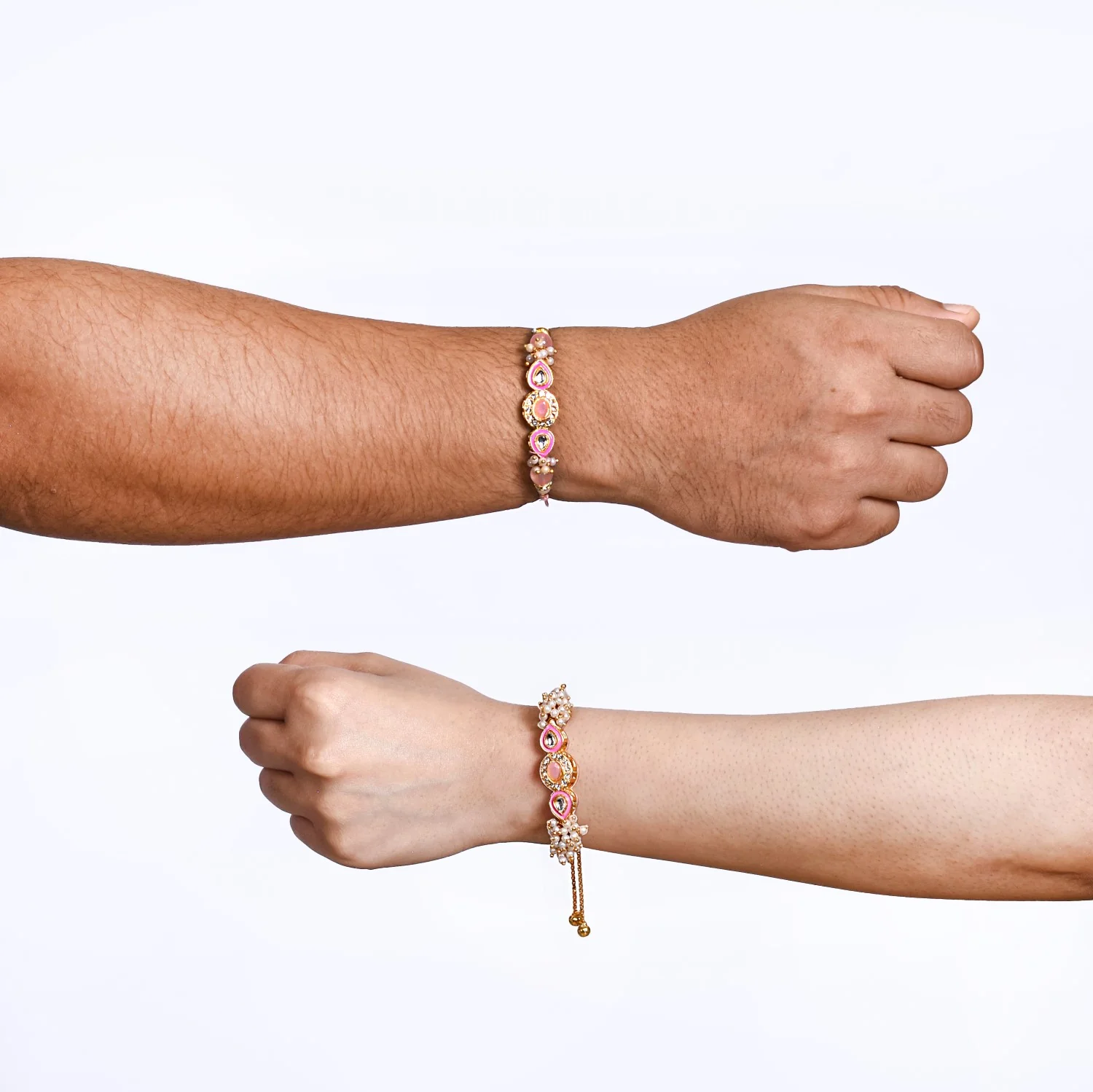 Kundan Stonework Pink Rakhi Hamper For Couple - Image 5