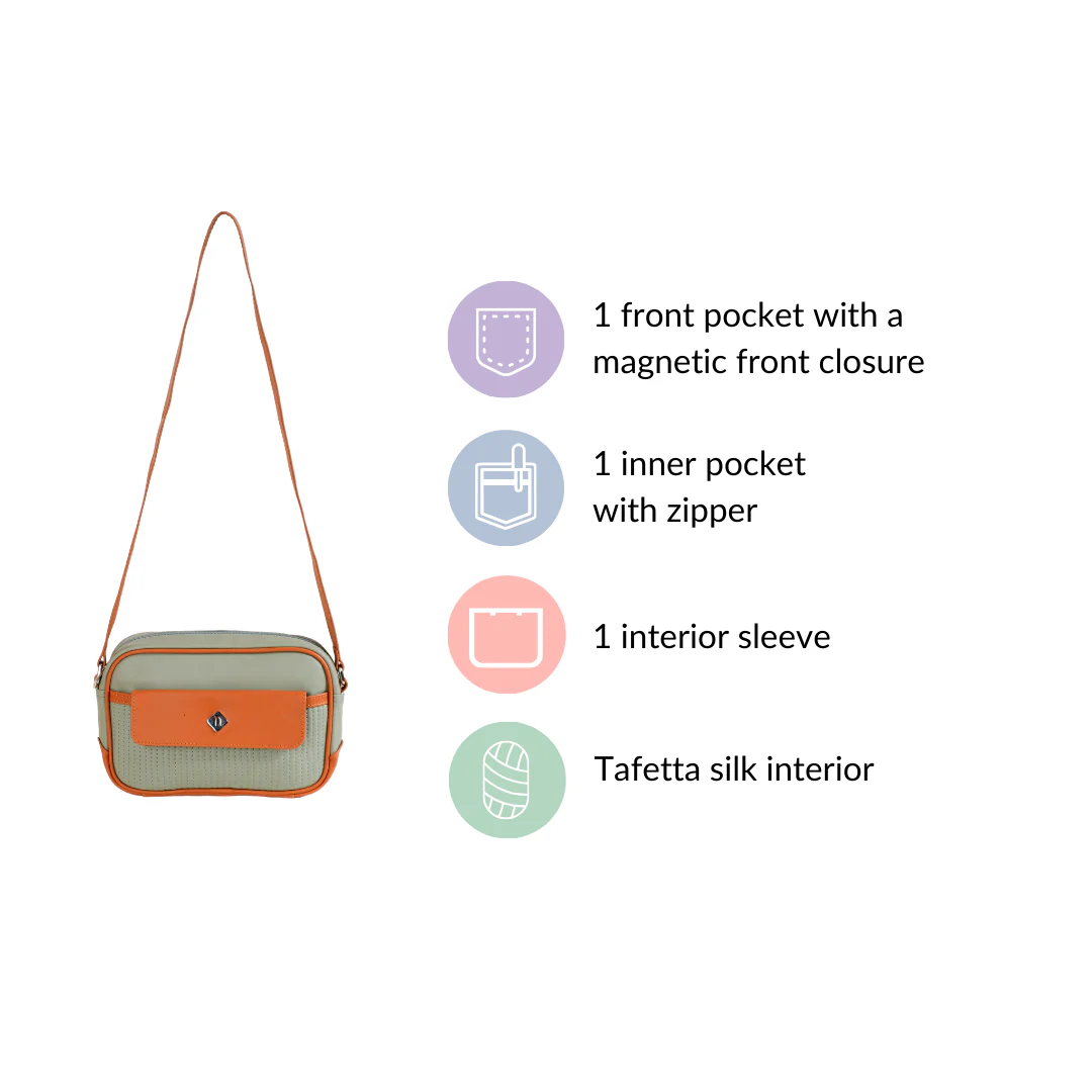 La Fusion Sling Bag For Women Sage Green Tan - Image 5
