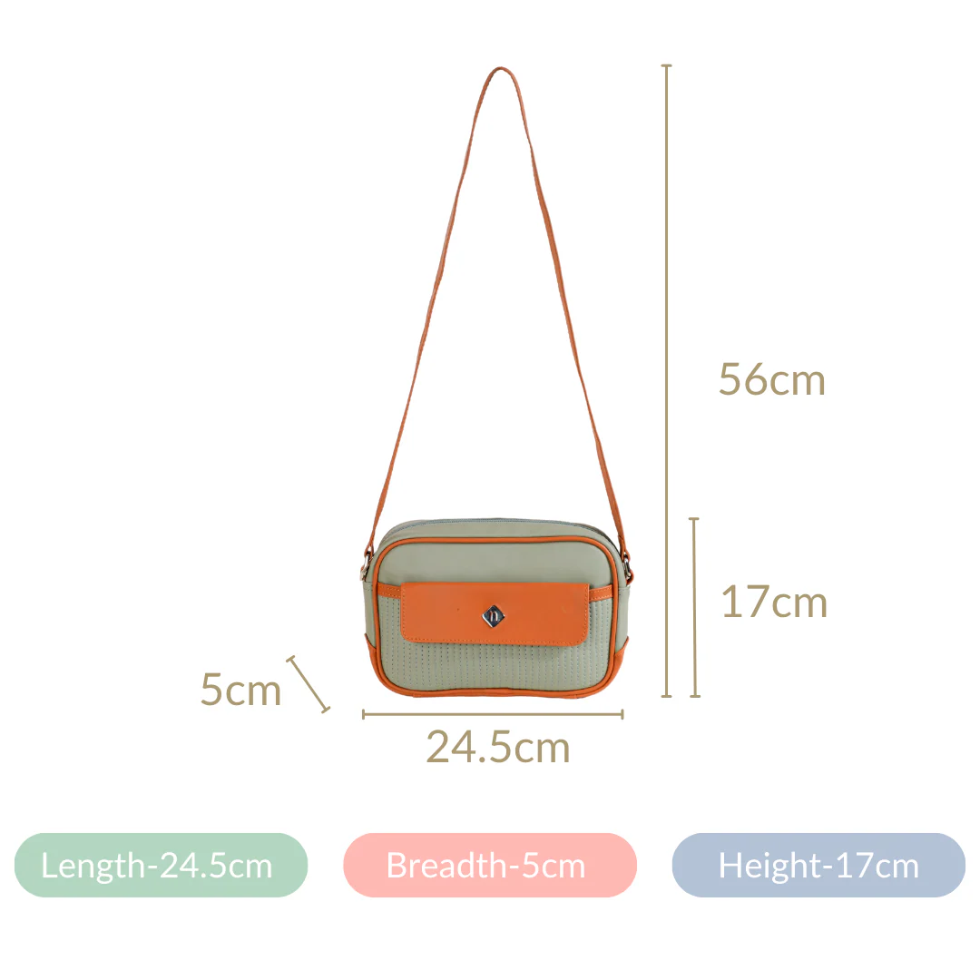 La Fusion Sling Bag For Women Sage Green Tan - Image 6