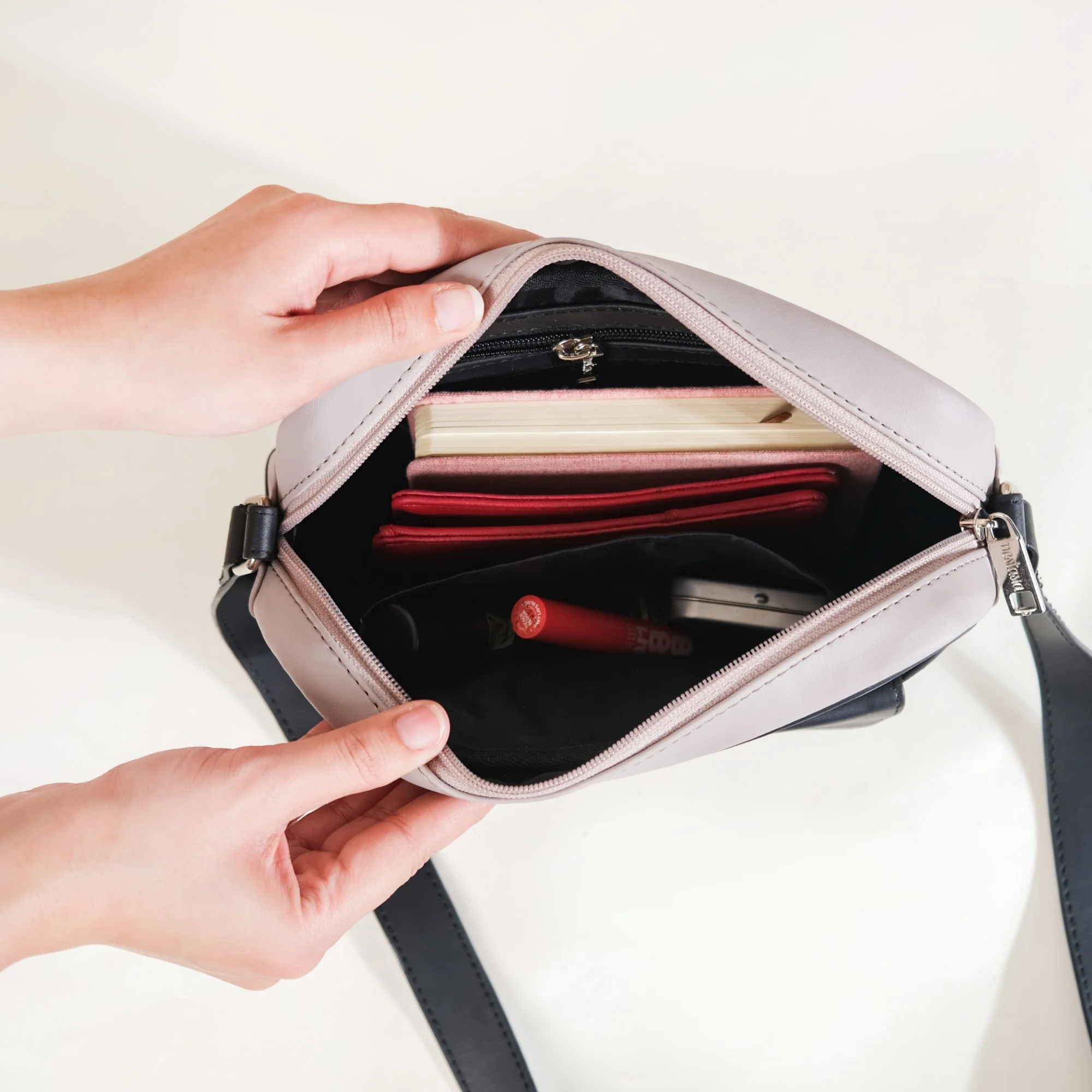 La Fusion Sling Bag Purse For Women Grey - Image 12