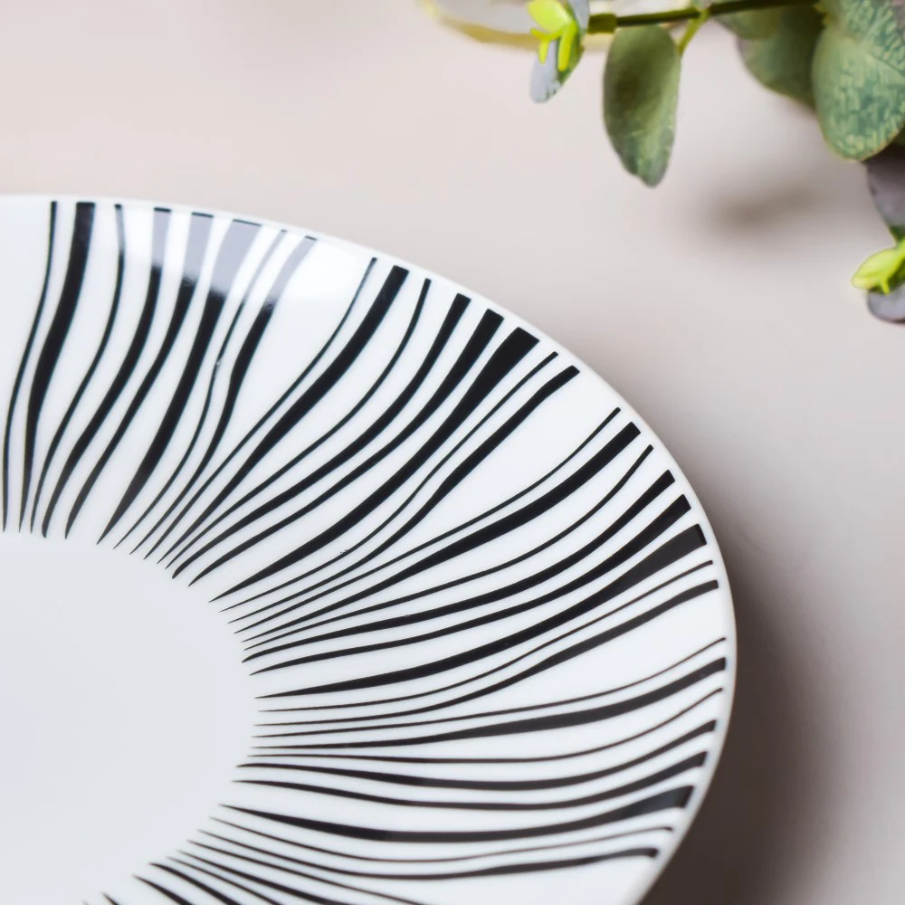 La Mode Printed Ceramic Snack Plate White 8 Inch - Image 5