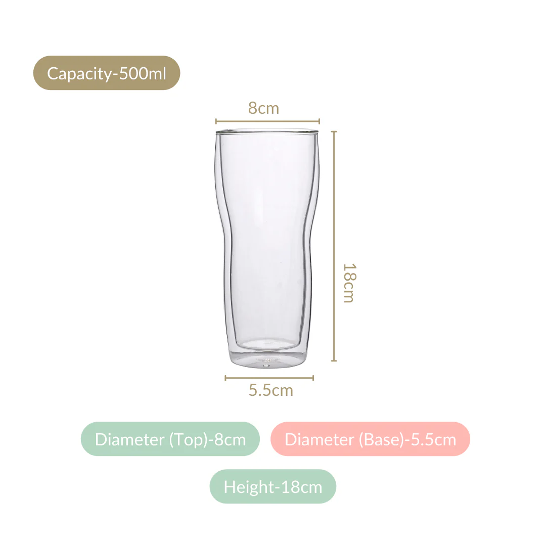 Lager Beer High Borosilicate Double Wall Glass Set Of 2 500ml - Image 4