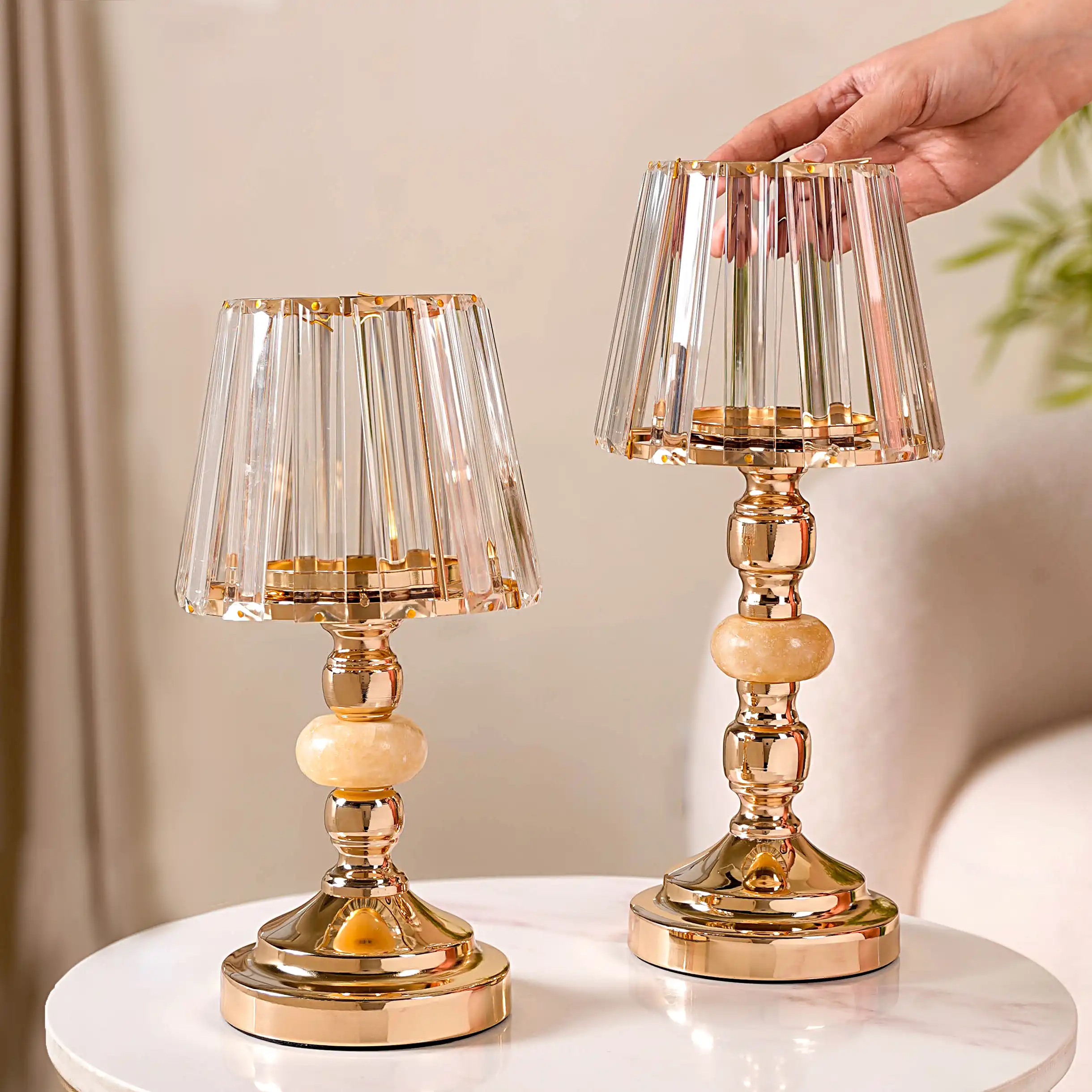 Lamp Shade Candle Holder Stand Set Of 2 - Image 2