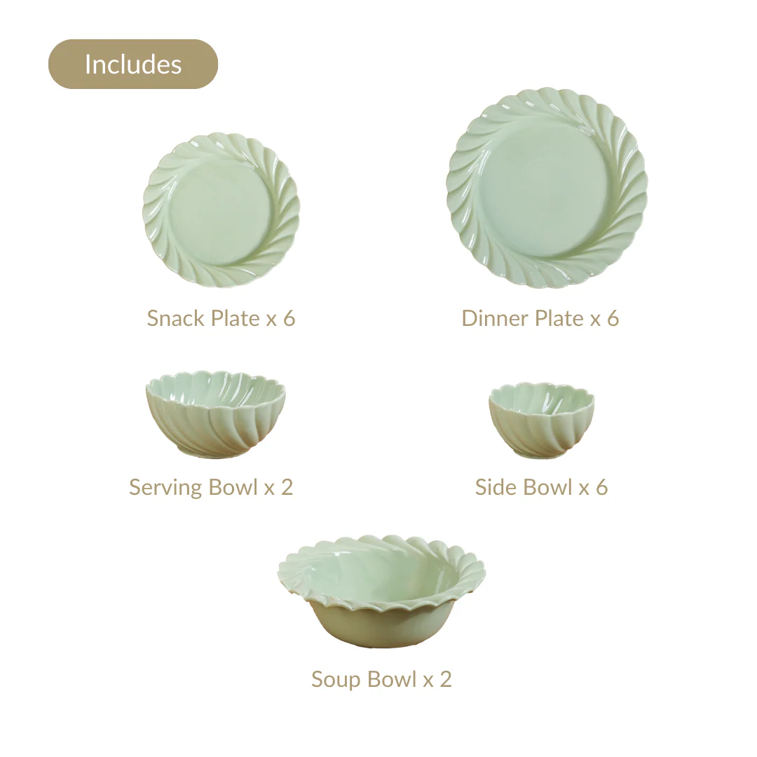 Lao Luxury 22 Piece Dinner Set For 6 Mint Green - Image 5