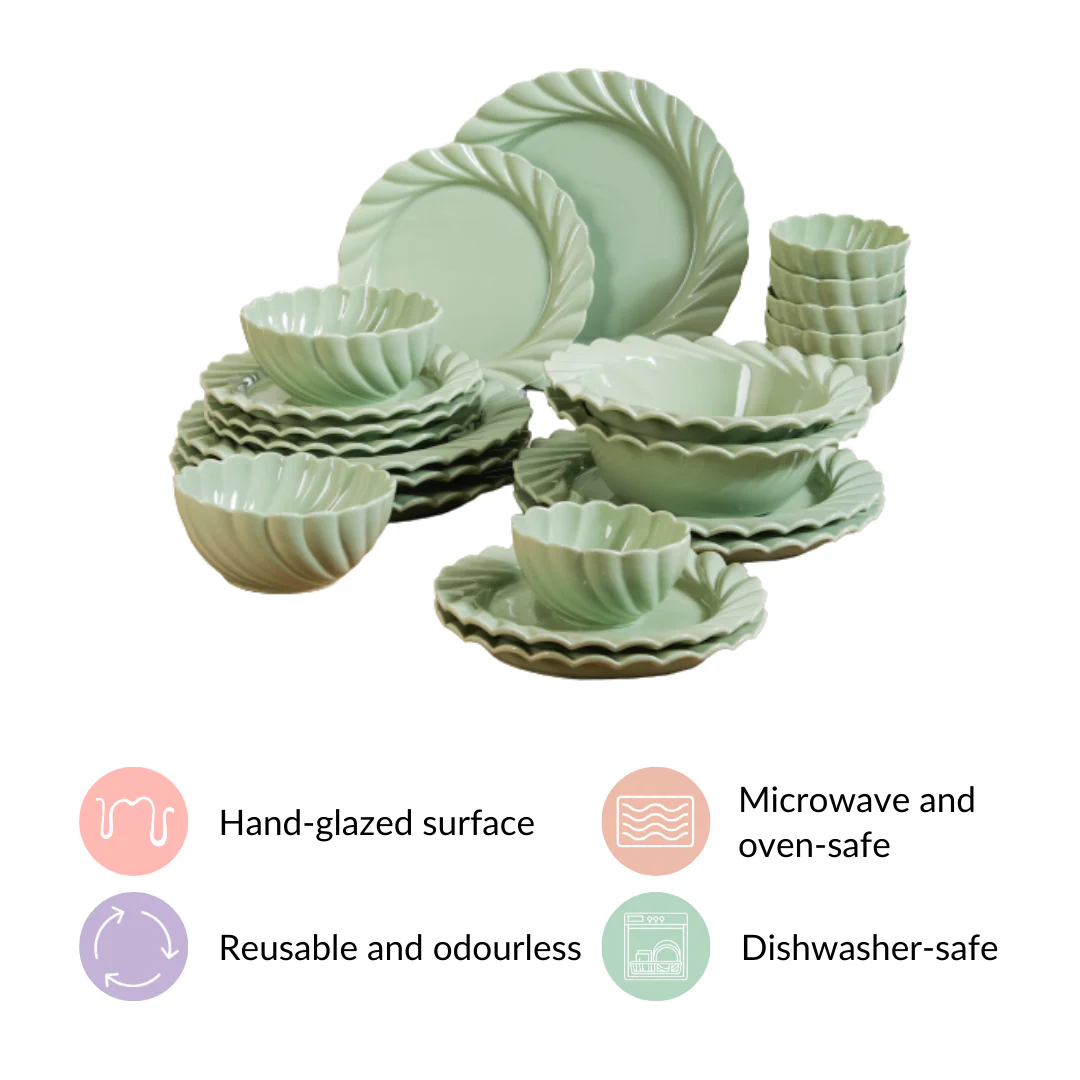 Lao Luxury 22 Piece Dinner Set For 6 Mint Green - Image 8