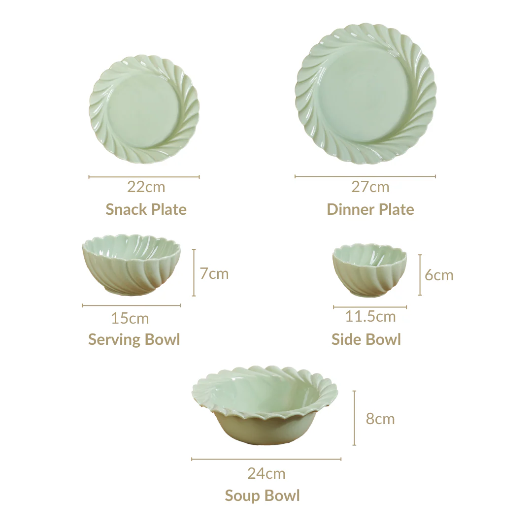Lao Luxury 22 Piece Dinner Set For 6 Mint Green - Image 9
