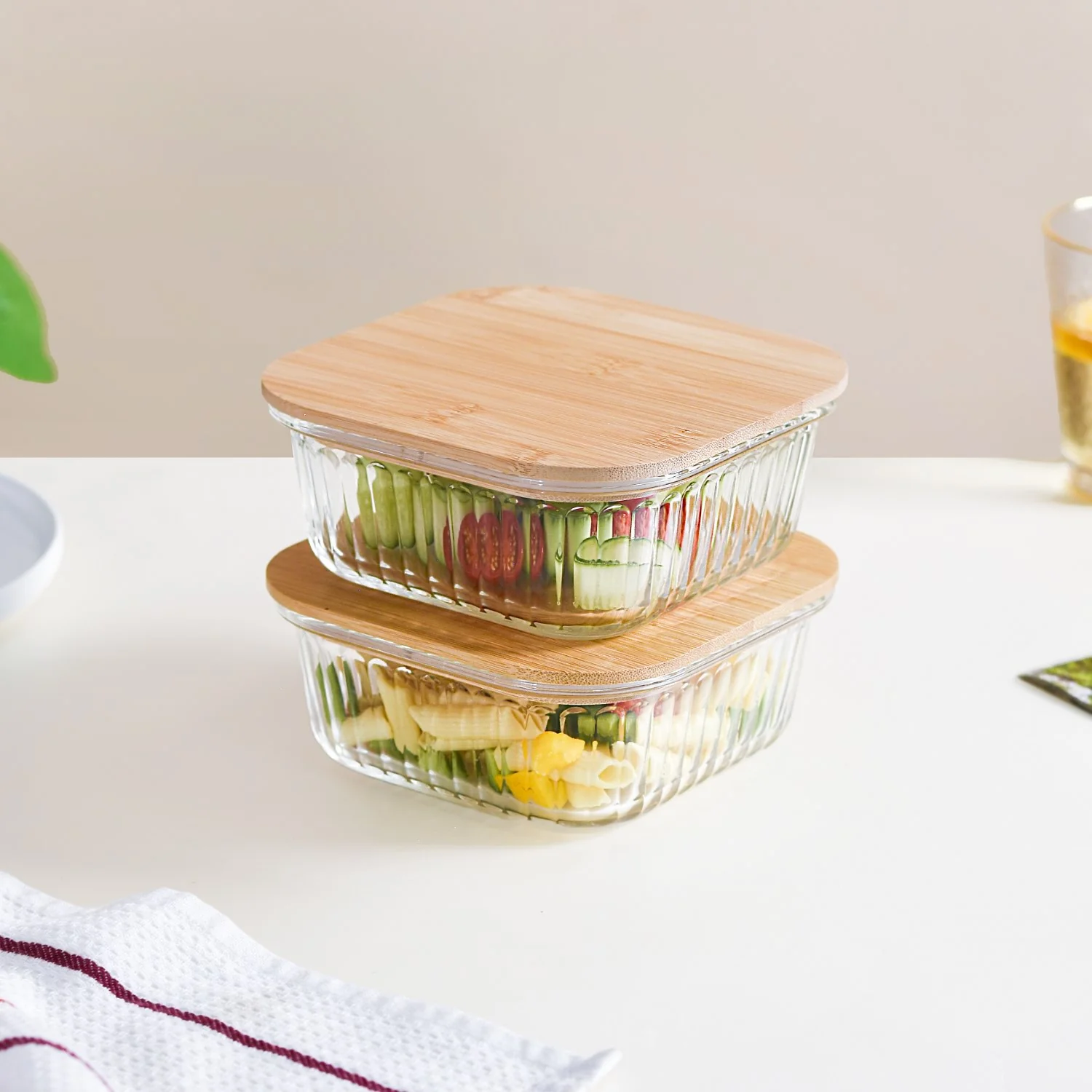 Large Airtight Glass Storage Container With Wooden Lid Set Of 2 800ml - Image 4