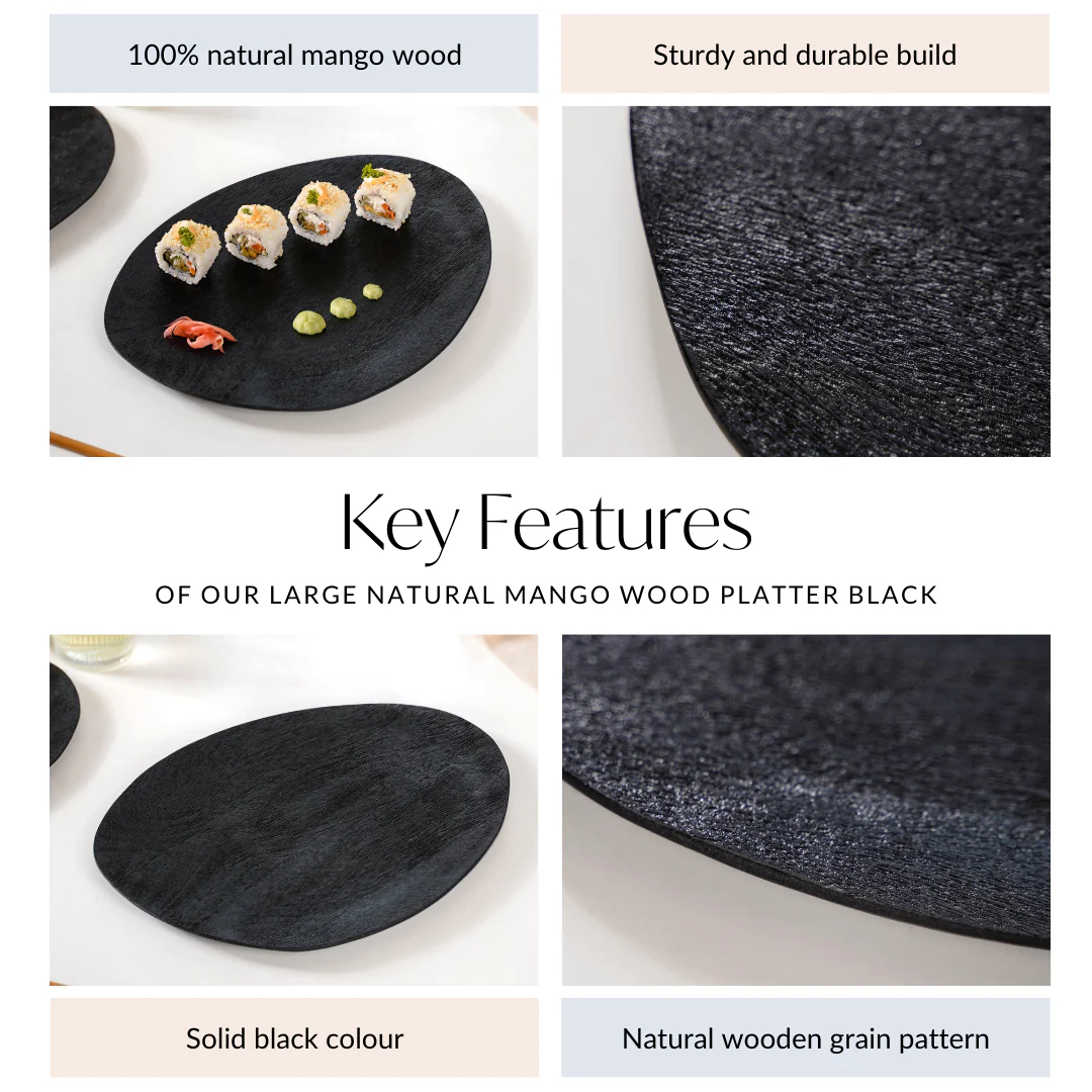 Large Natural Mango Wood Platter Black - Image 6