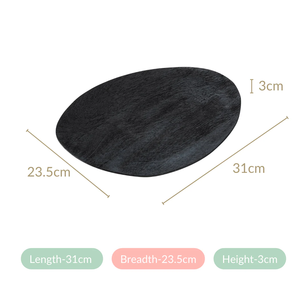 Large Natural Mango Wood Platter Black - Image 7