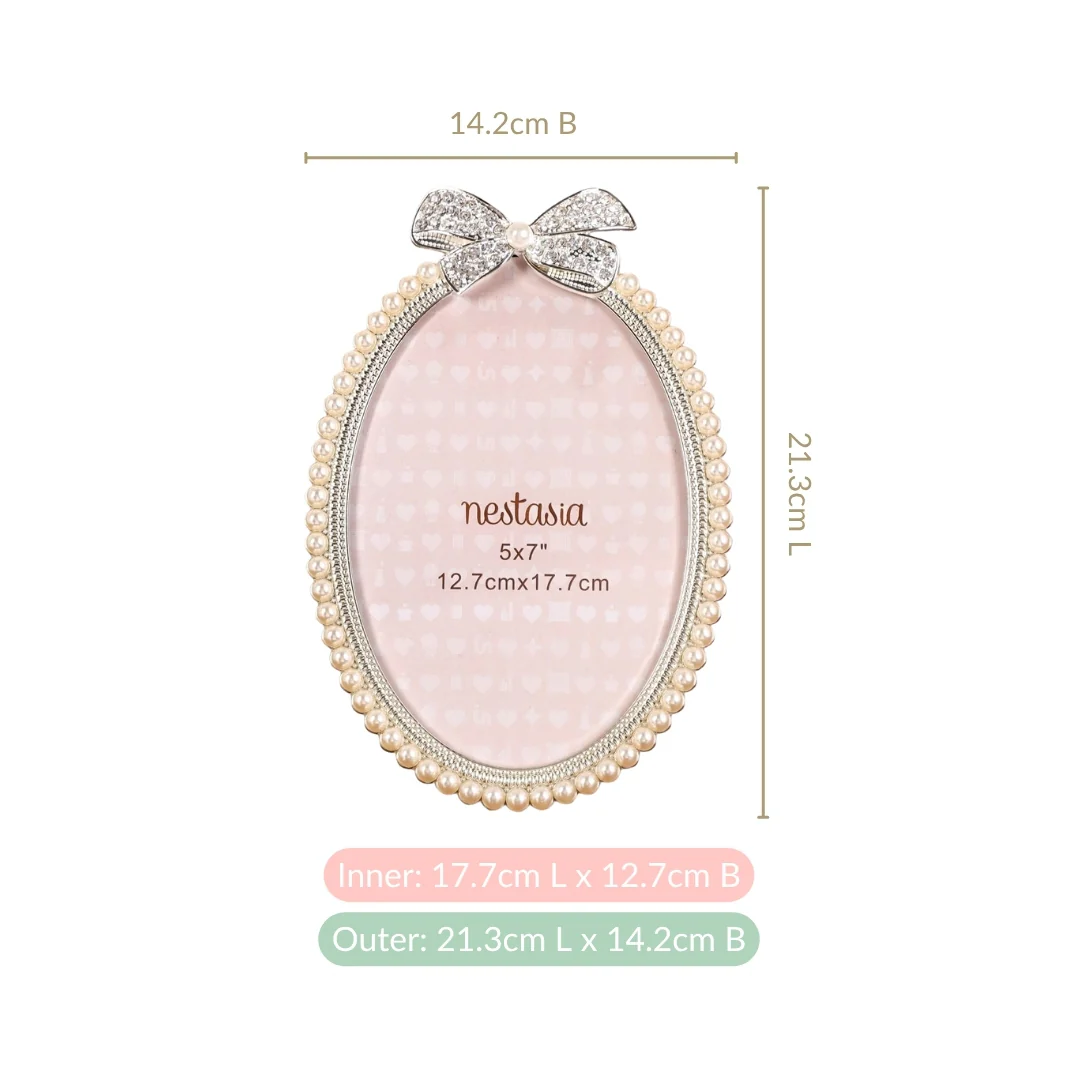Large Pearl Bow Photo Frame 13x18cm - Image 4
