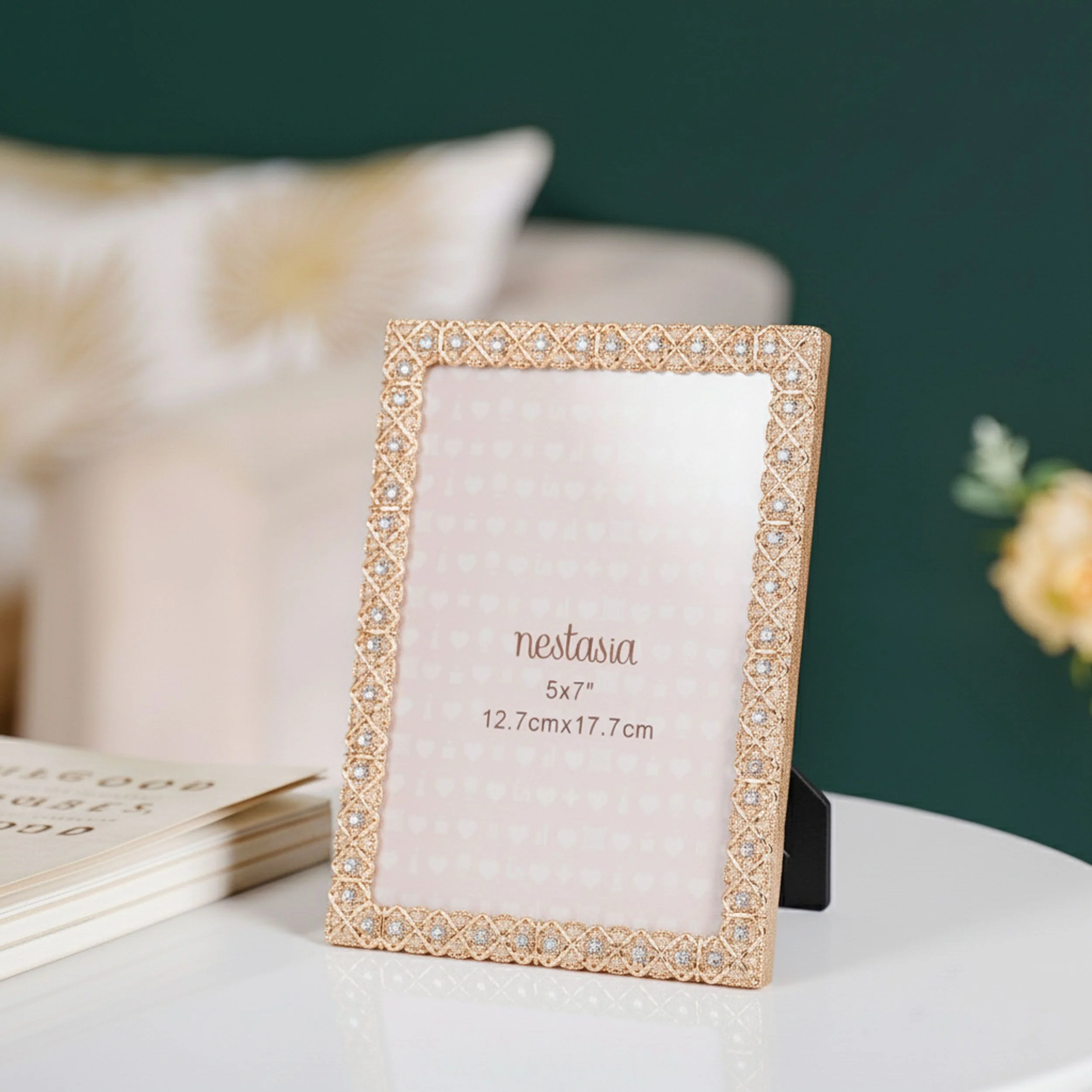 Large Regal Rhinestone Picture Frame Gold 13x18cm - Image 8