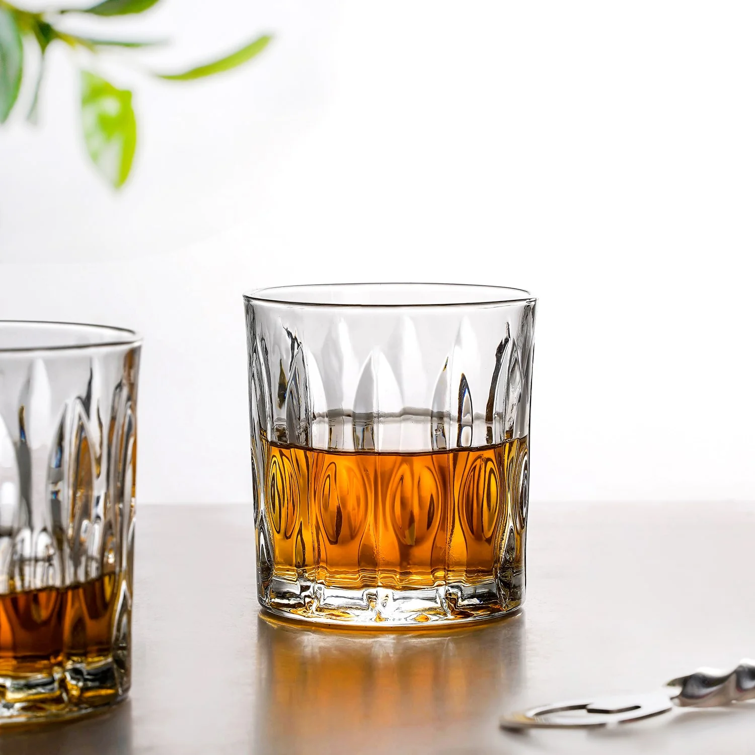 Large Set Of 6 Textured Luxe Whiskey Glass 310ml