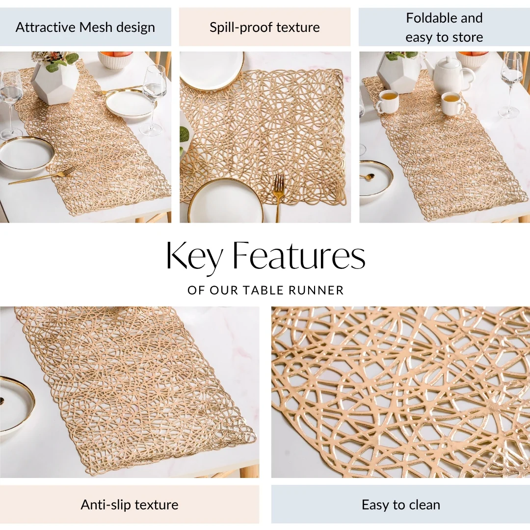 Laser Cut Style Table Runner Gold 90x35cm - Image 3