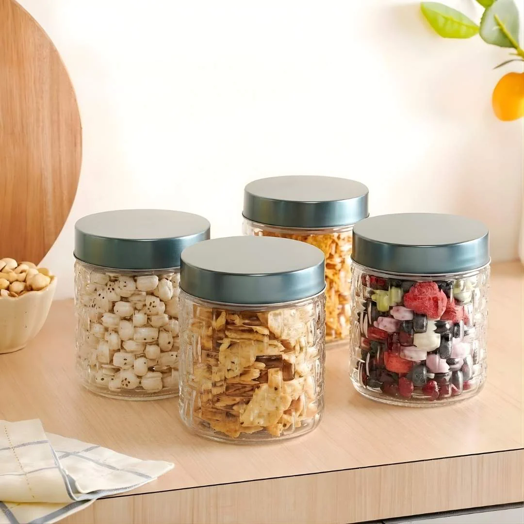 Lattice Embossed Jar With Lid Set Of 4 750ml - Image 5