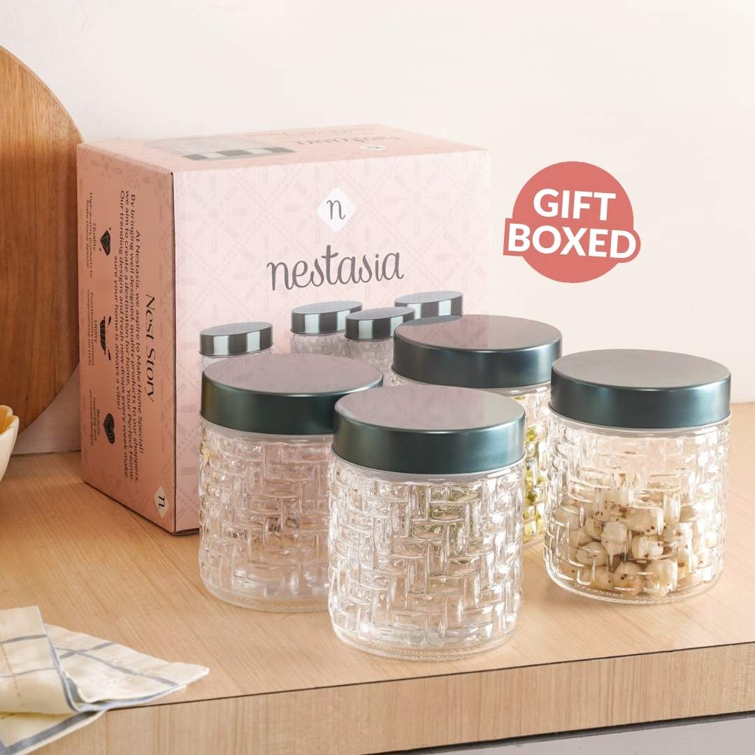 Lattice Embossed Jar With Lid Set Of 4 750ml - Image 7