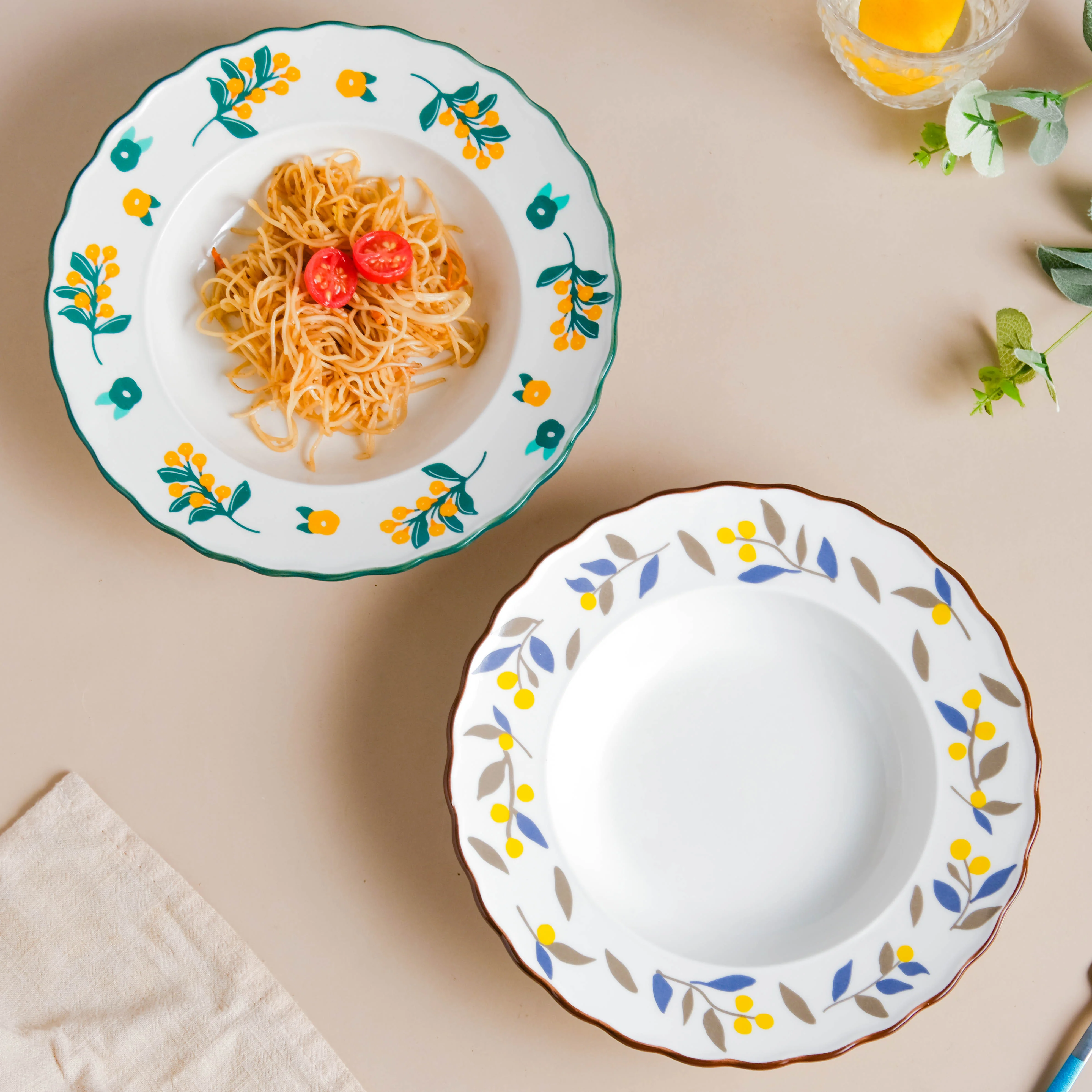 Laurel Blue and Poppy Yellow Pasta Plate - Image 7