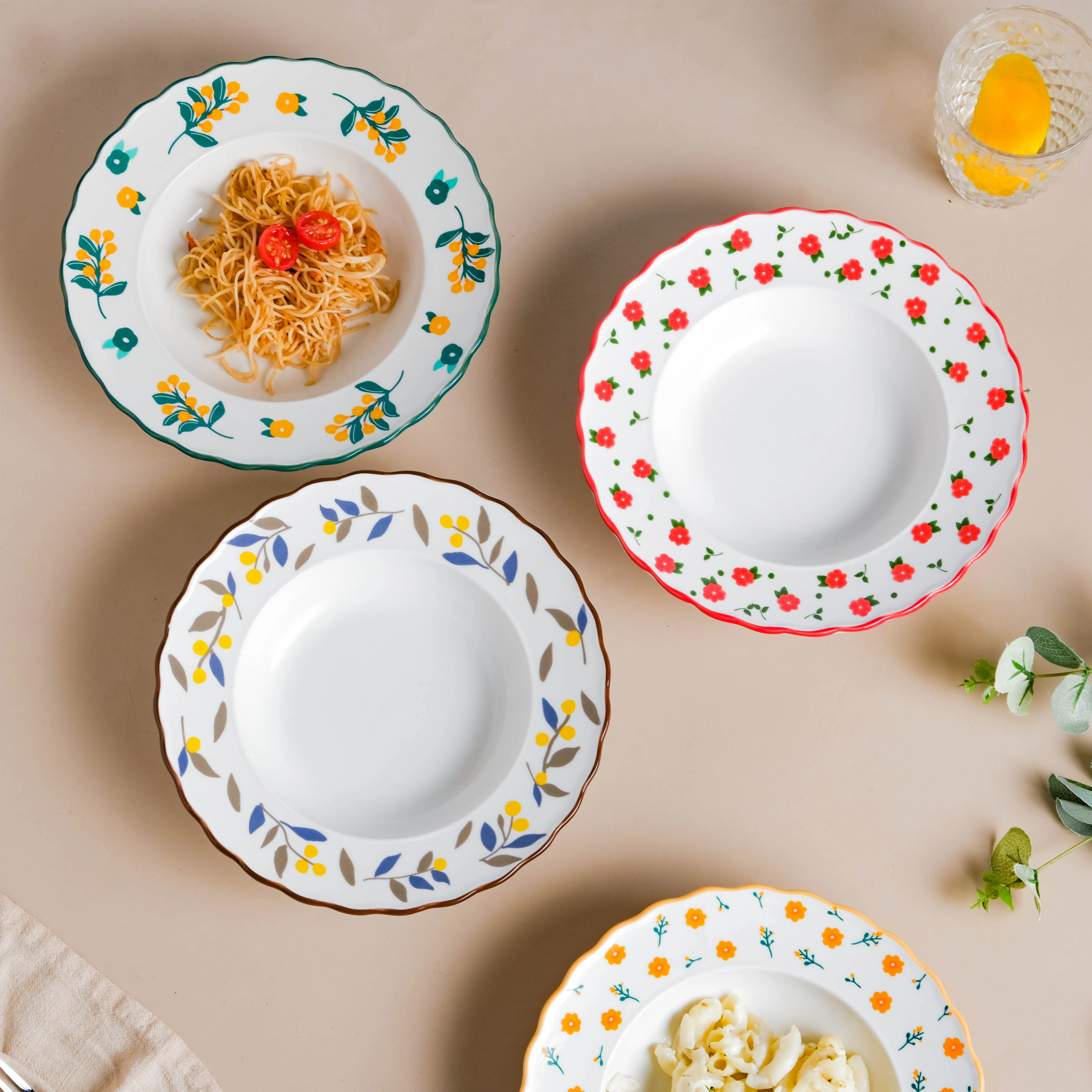 Laurel Blue and Poppy Yellow Pasta Plate - Image 8