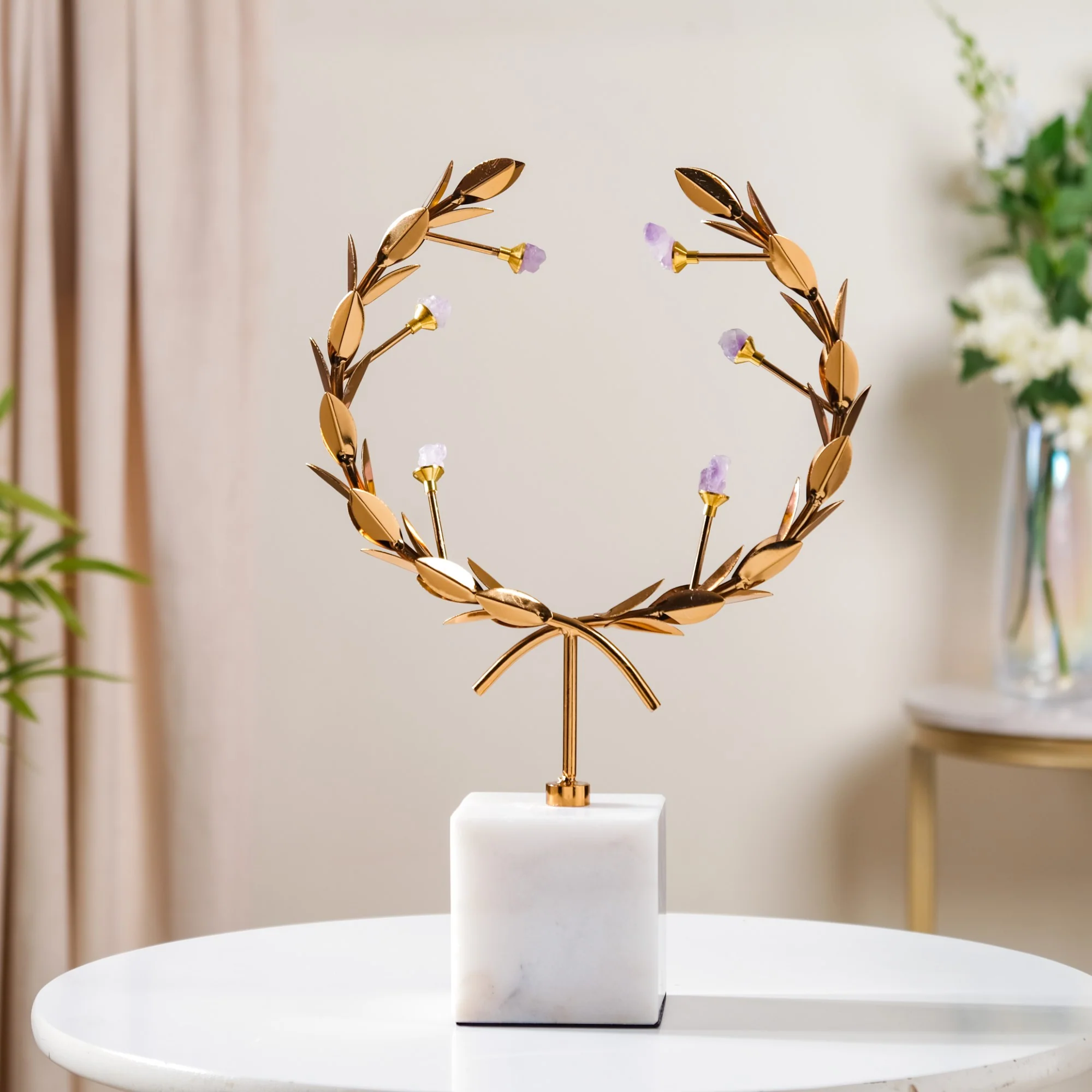 Laurel Wreath Showpiece With Agate Stones Gold - Image 12