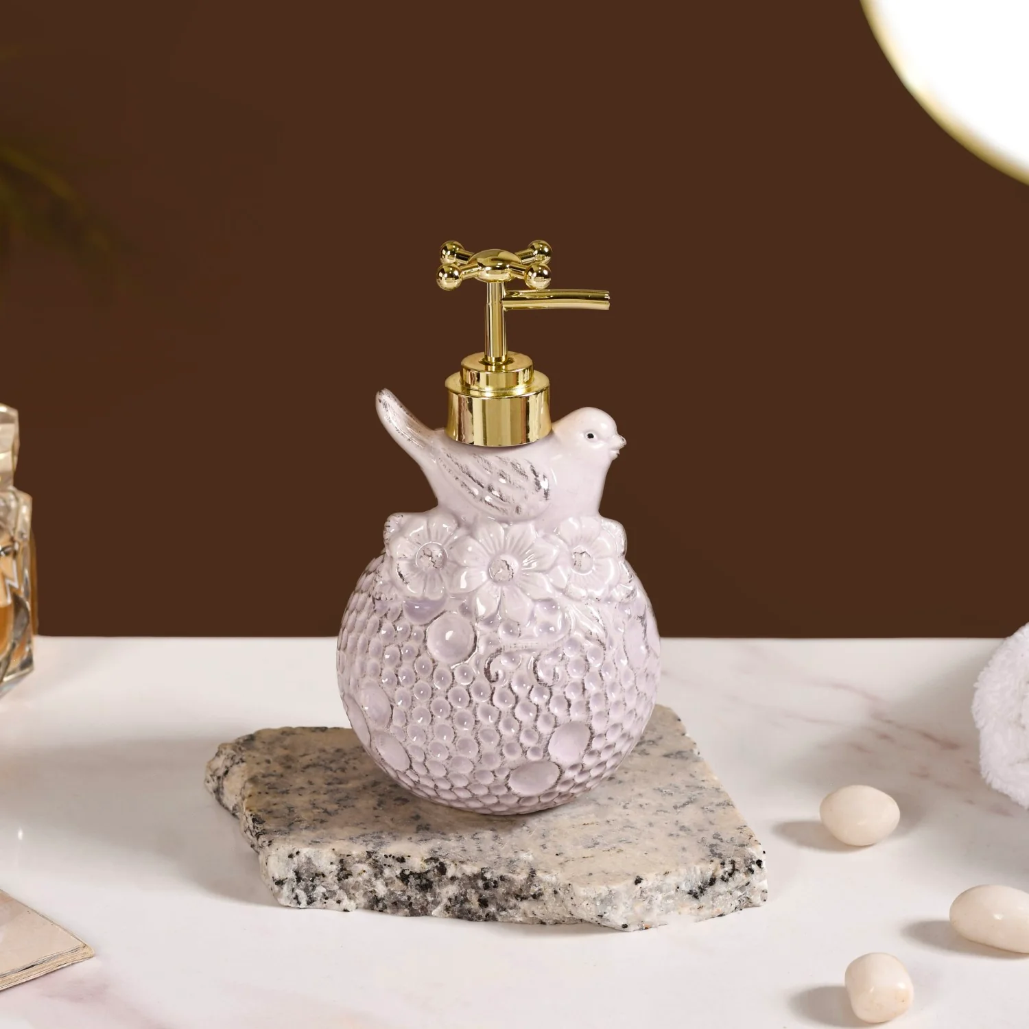 Lavender Bird Embossed Soap Dispenser - Image 4