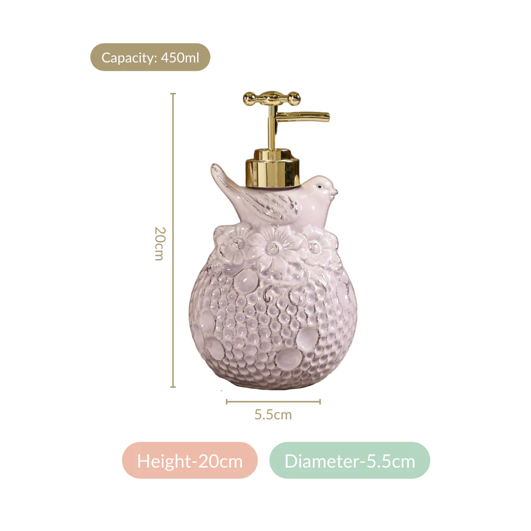 Lavender Bird Embossed Soap Dispenser - Image 6