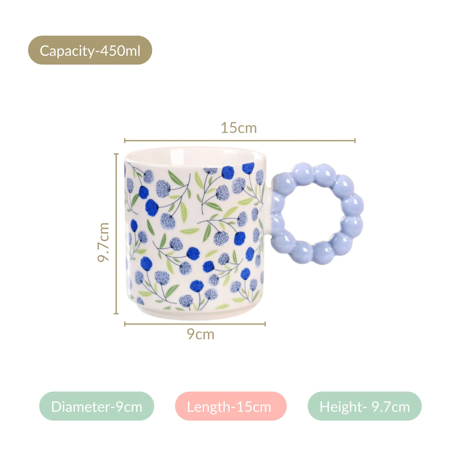 Lavender Blues Ceramic Coffee Mug Set Of 4 450ml - Image 4