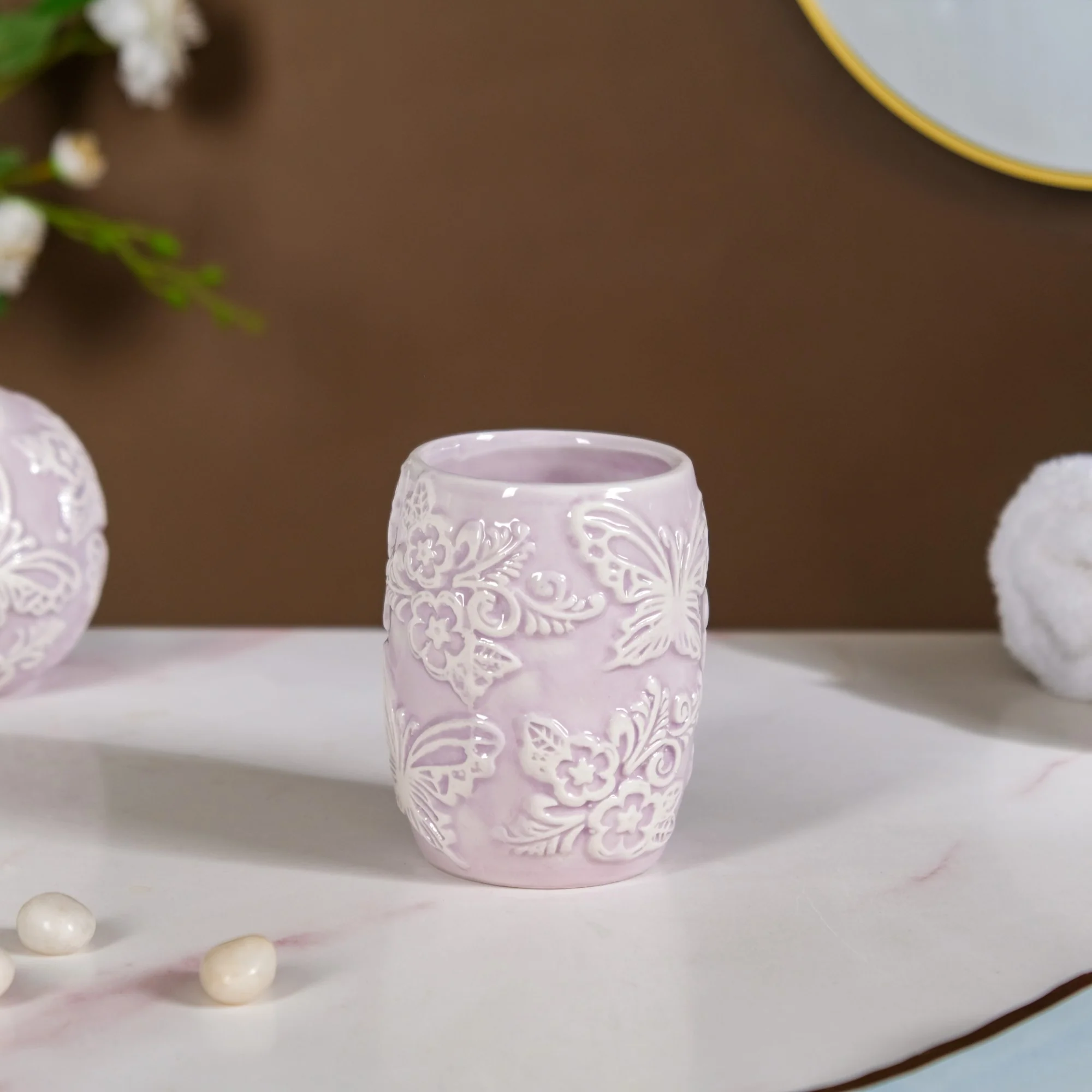 Lavender Butterfly Bath Accessories Set Of 3 - Image 7